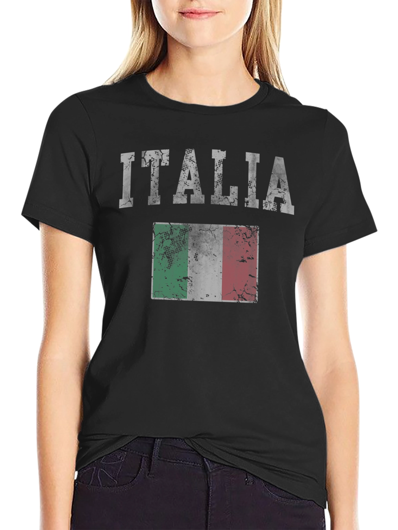Italia Flag Graphic Tee - Distressed Print