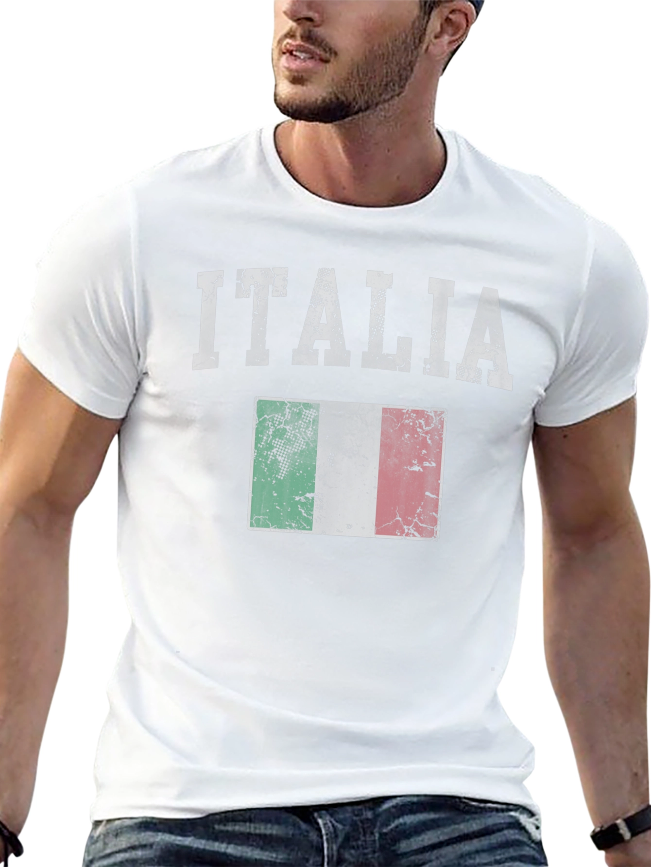 Italia Flag Graphic Tee - Distressed Print