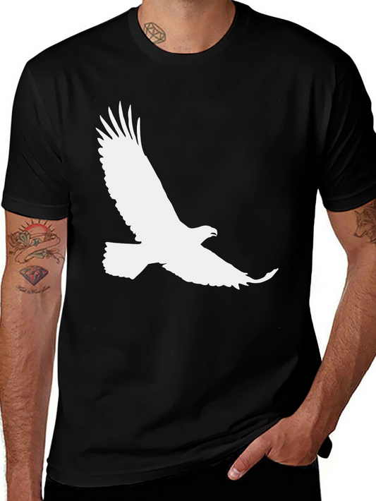 Black T-Shirt with White Eagle Graphic