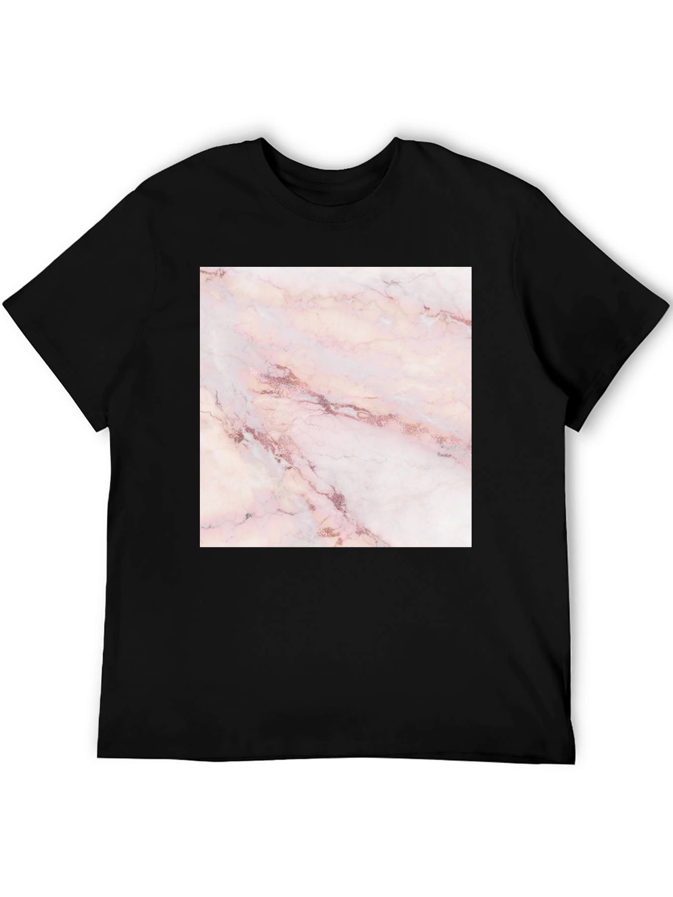 Rose Marble Print Black T-Shirt