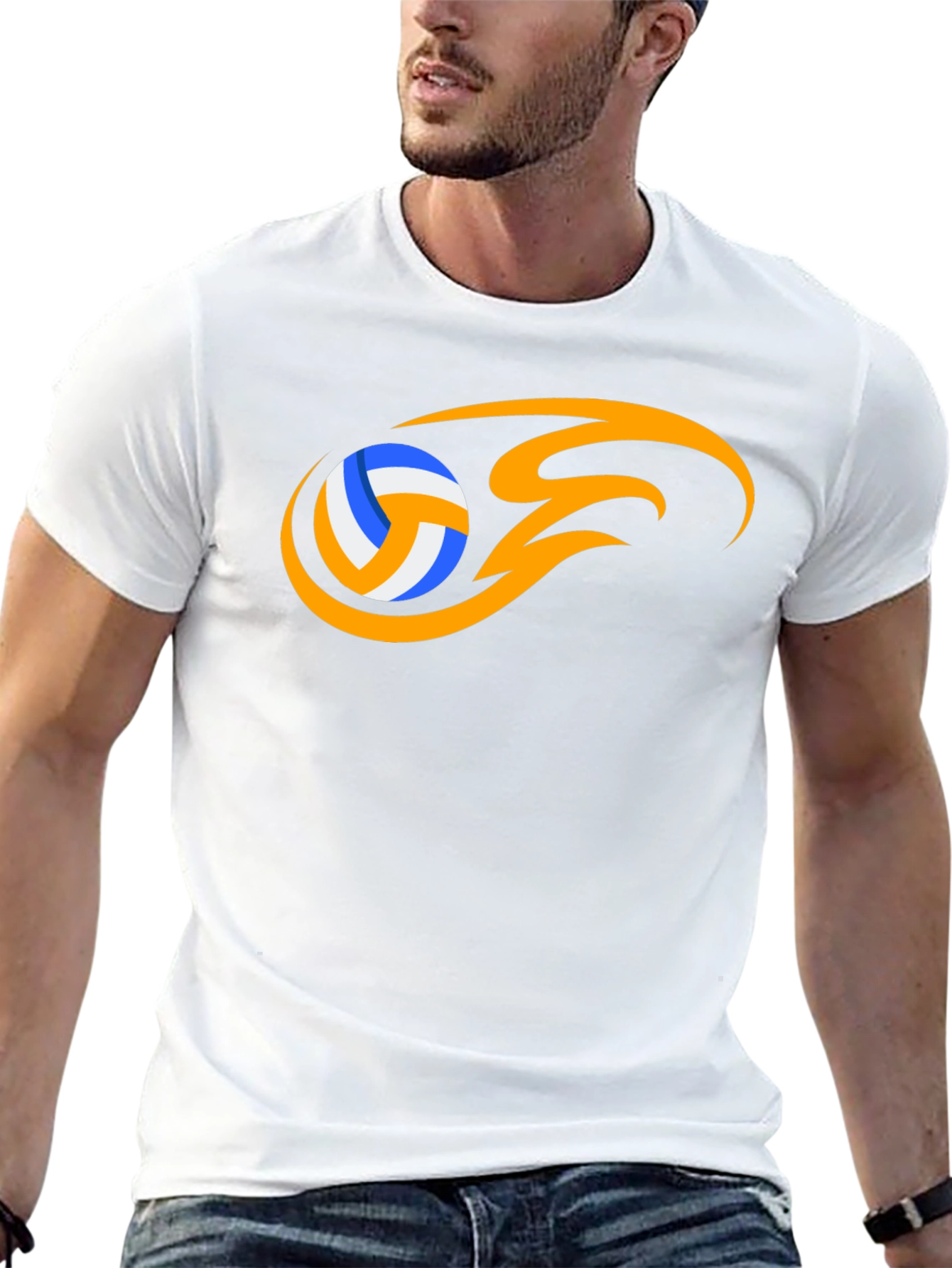 Volleyball Flame Graphic Black T-Shirt