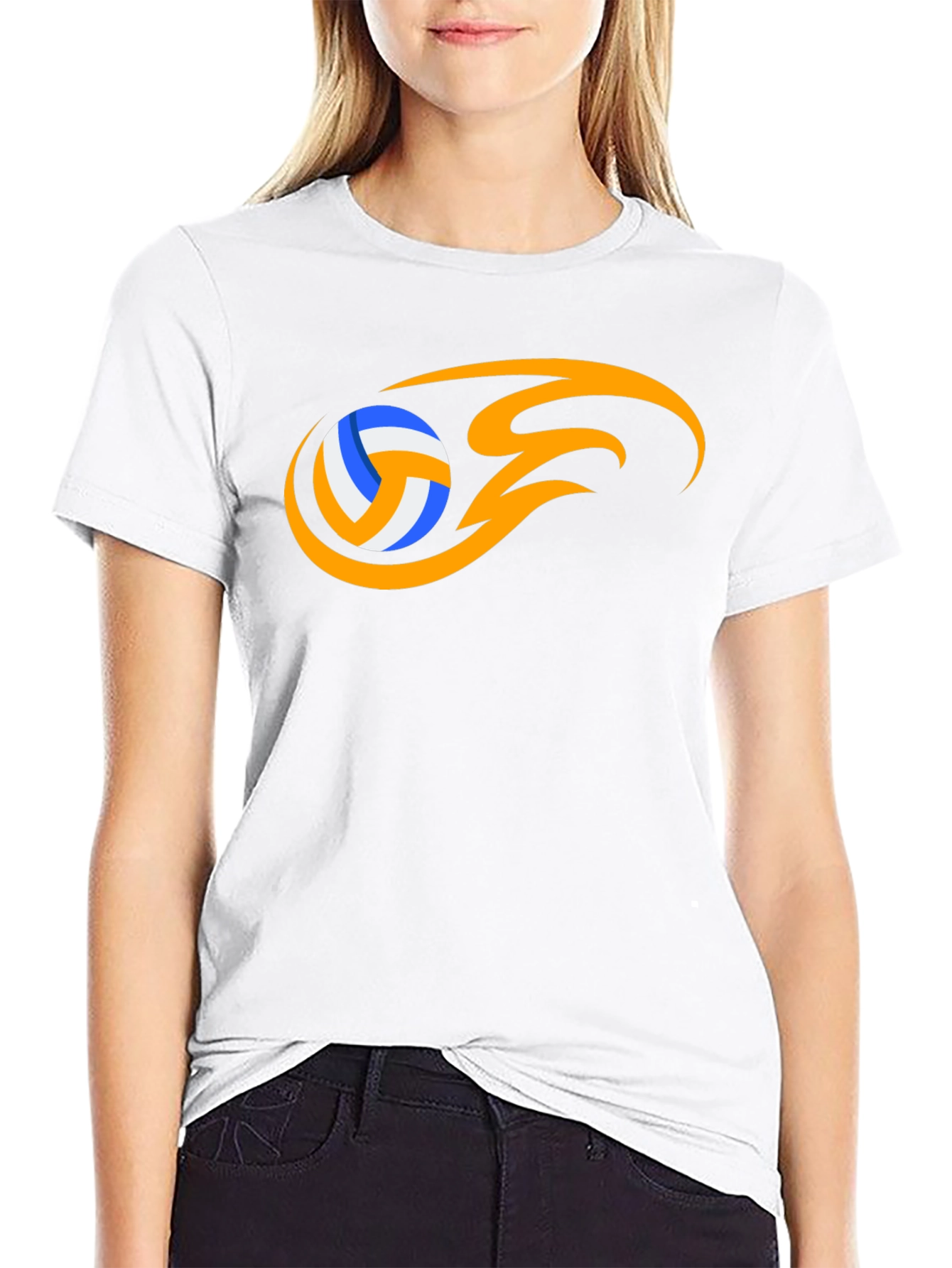 Volleyball Flame Graphic Black T-Shirt