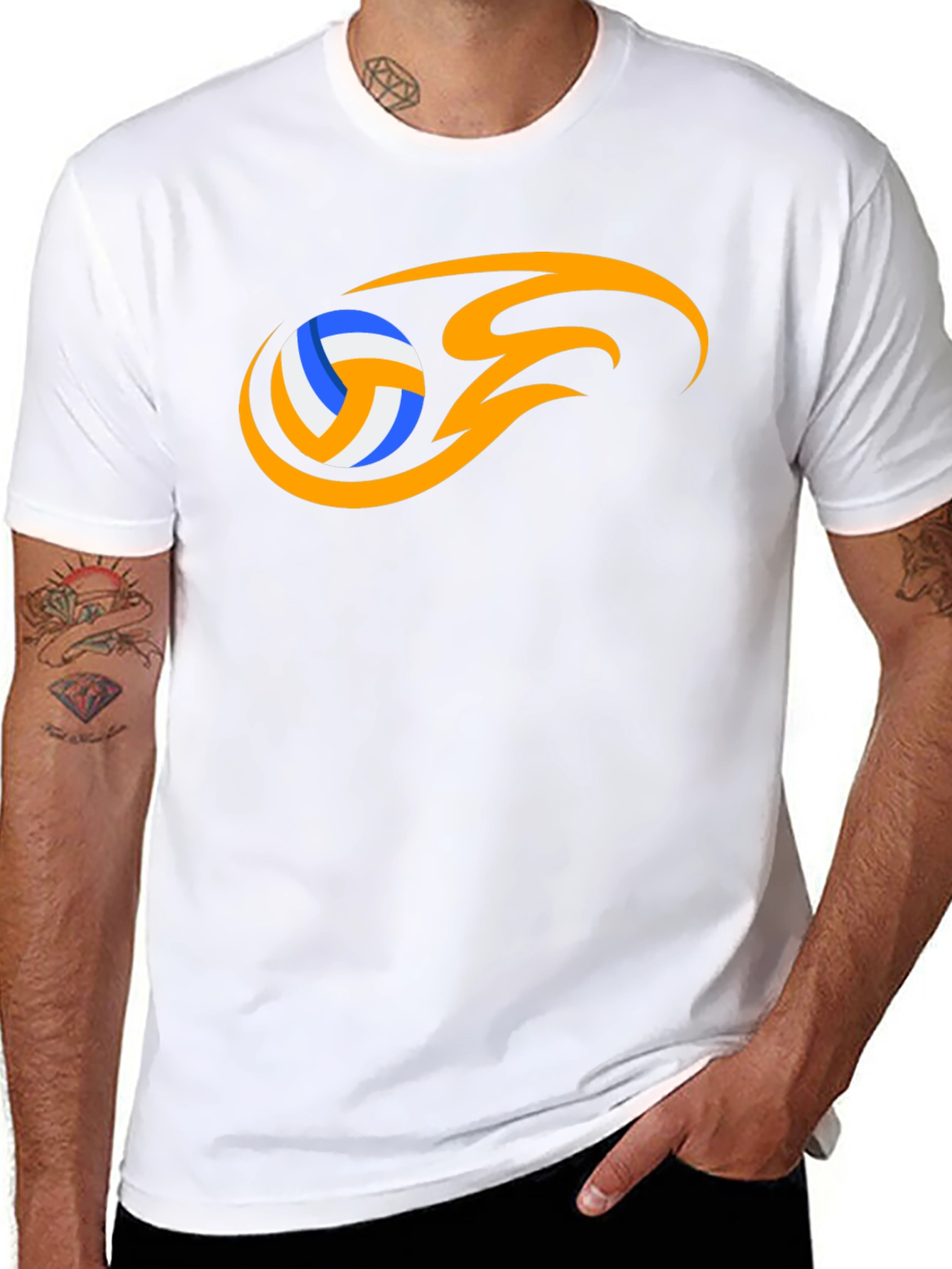 Volleyball Flame Graphic Black T-Shirt