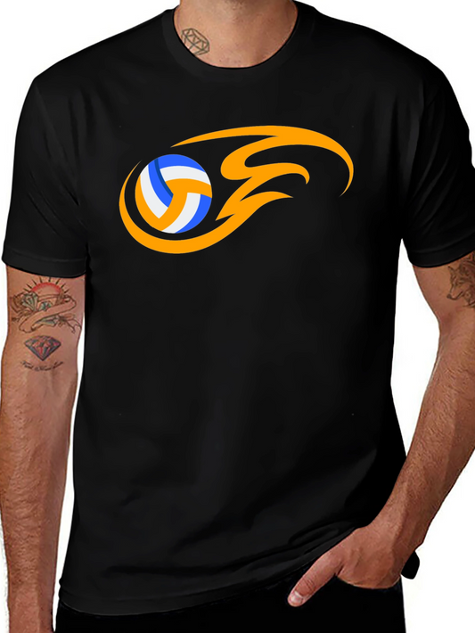Volleyball Flame Graphic Black T-Shirt