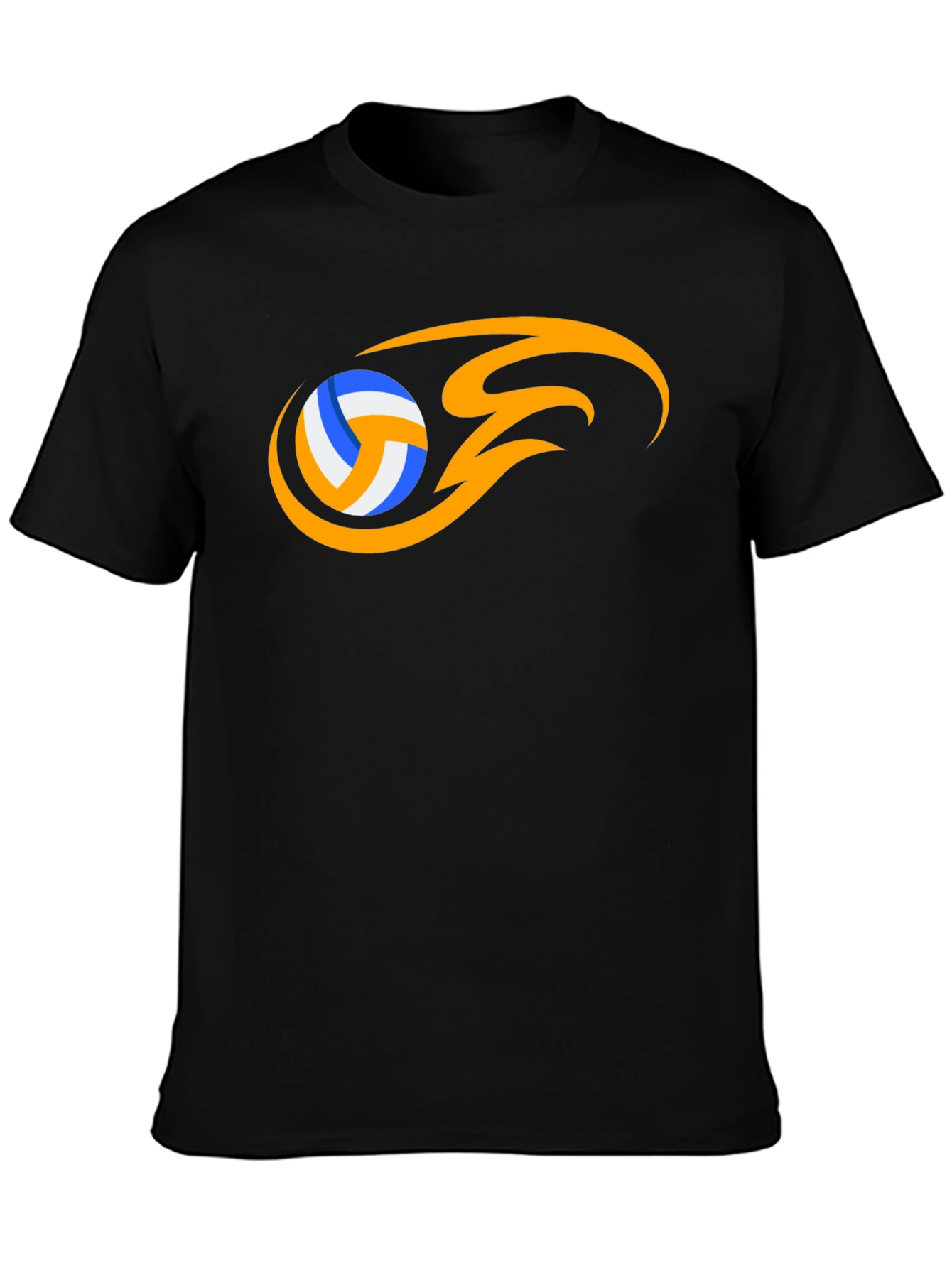 Volleyball Flame Graphic Black T-Shirt