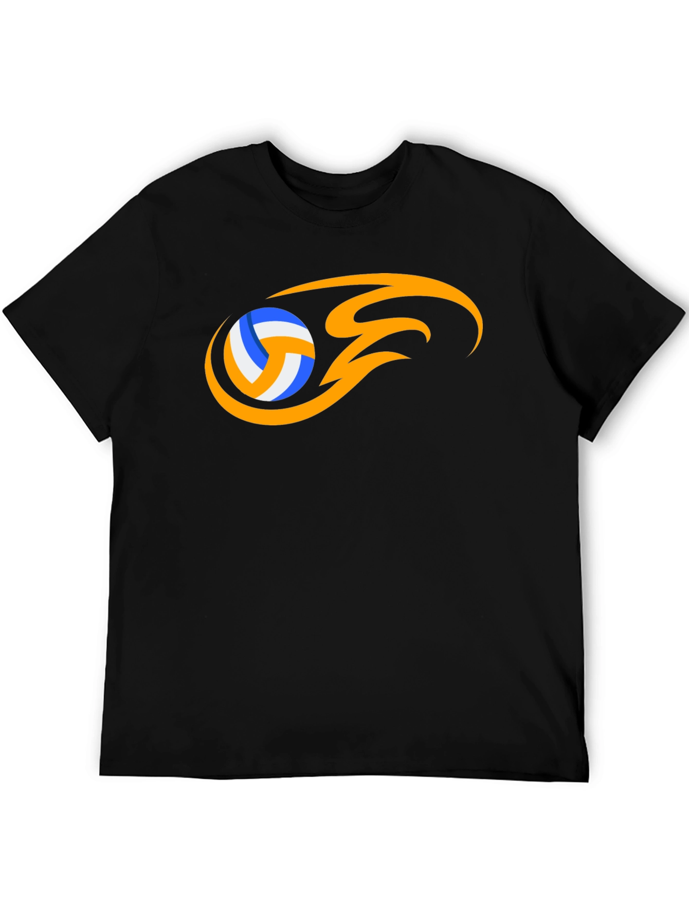 Volleyball Flame Graphic Black T-Shirt