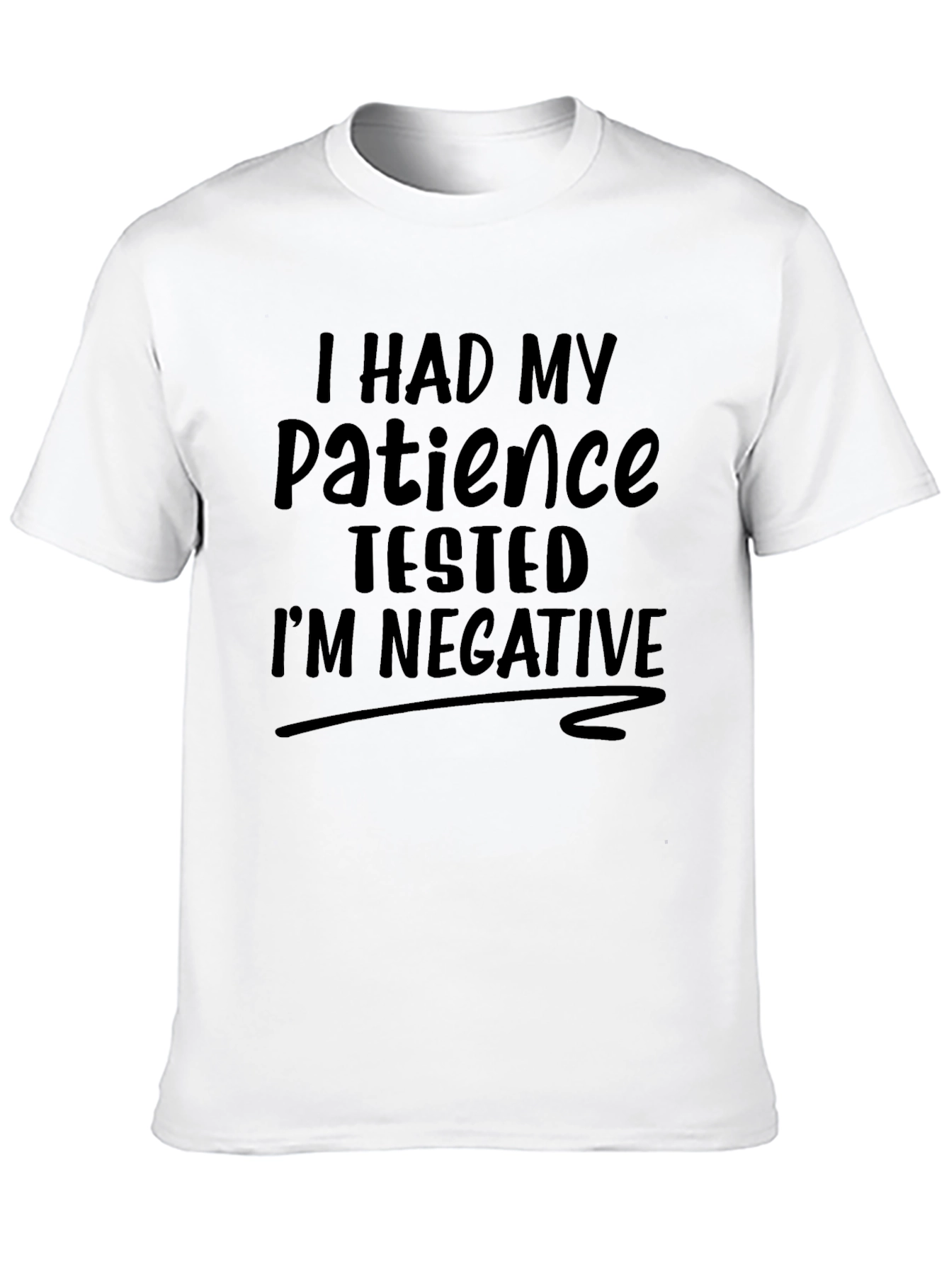Humorous Patience Tested Black Graphic Tee