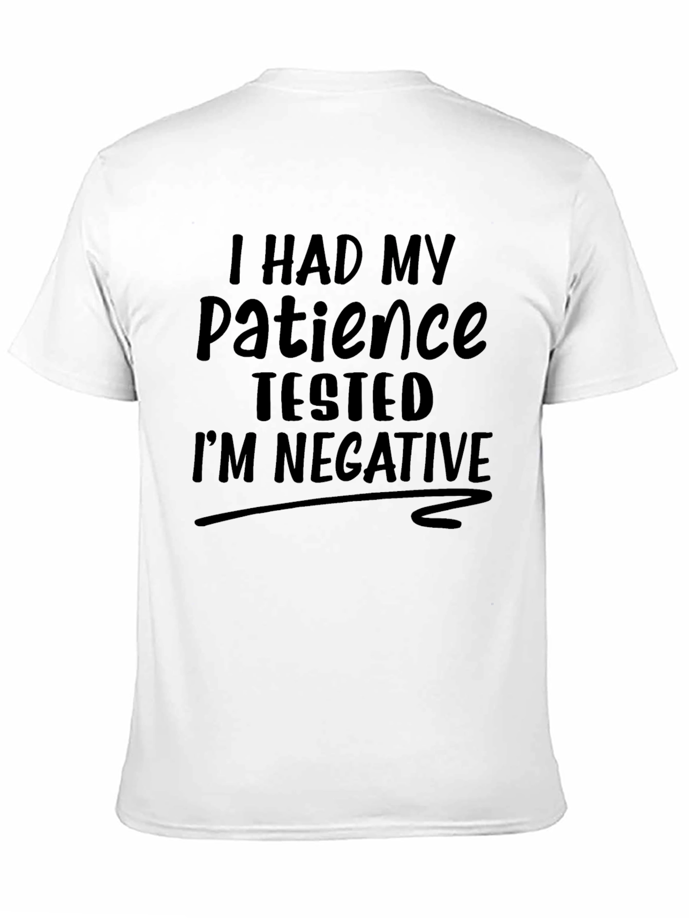 Humorous Patience Tested Black Graphic Tee