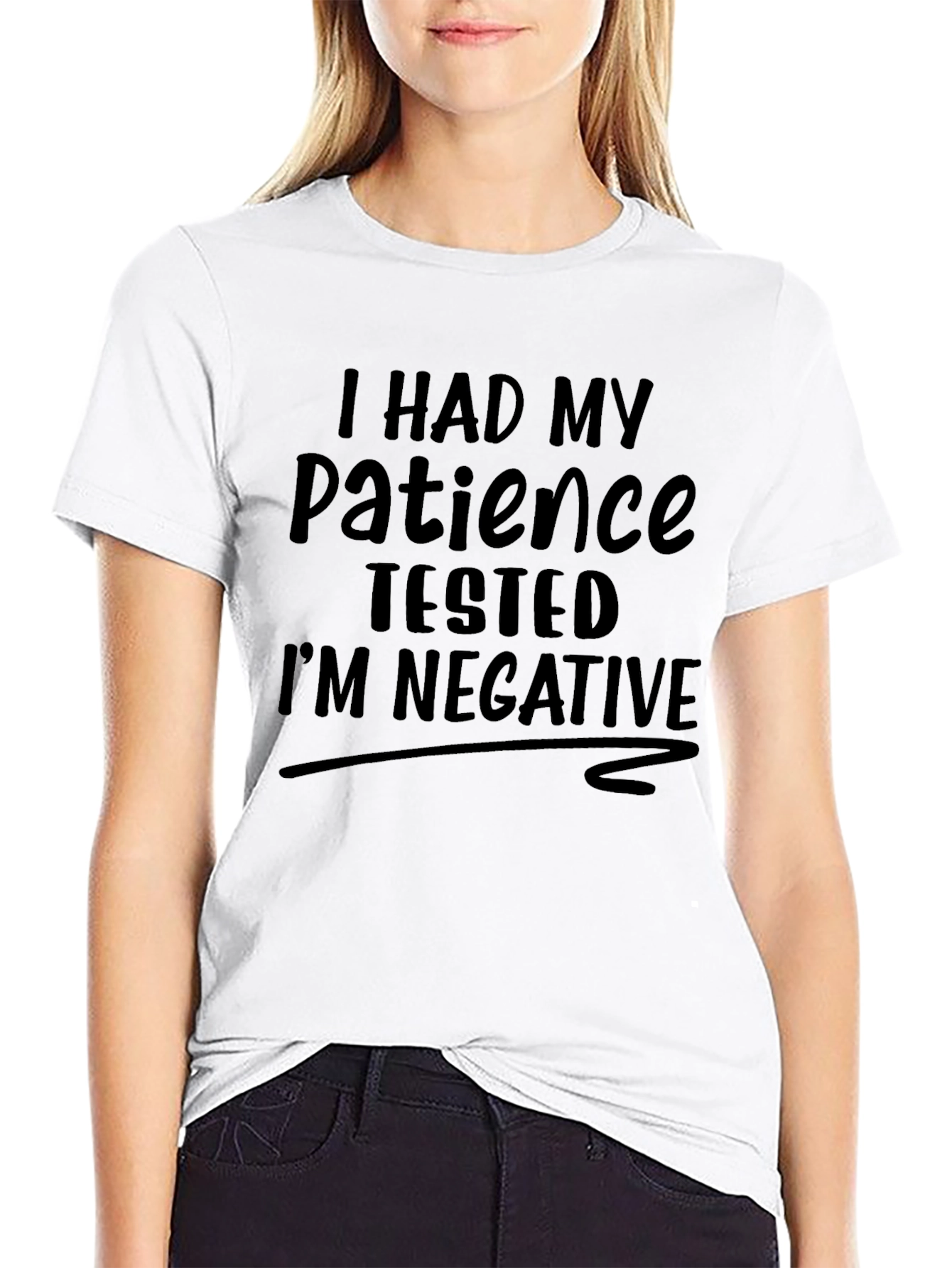 Humorous Patience Tested Black Graphic Tee