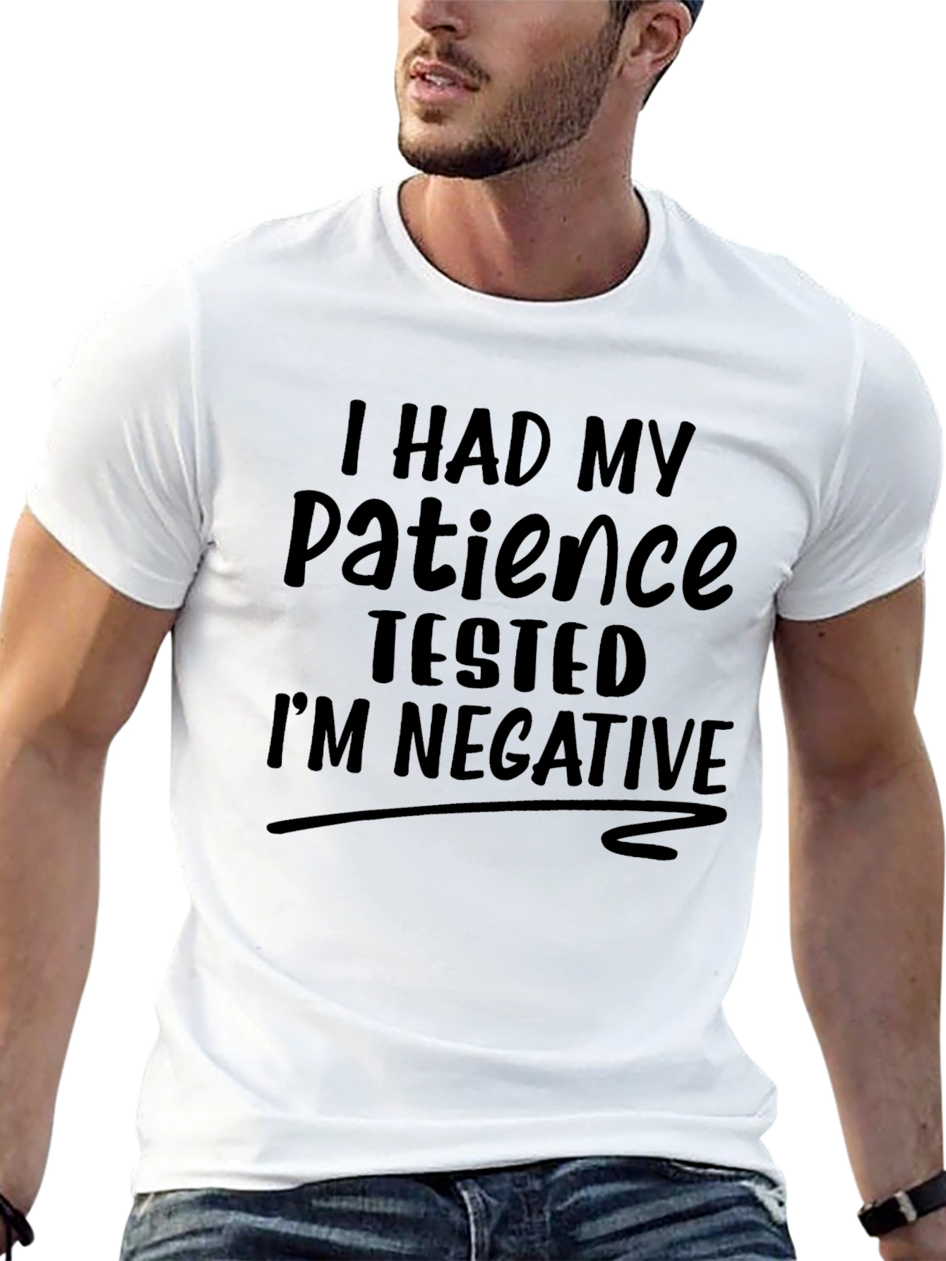 Humorous Patience Tested Black Graphic Tee
