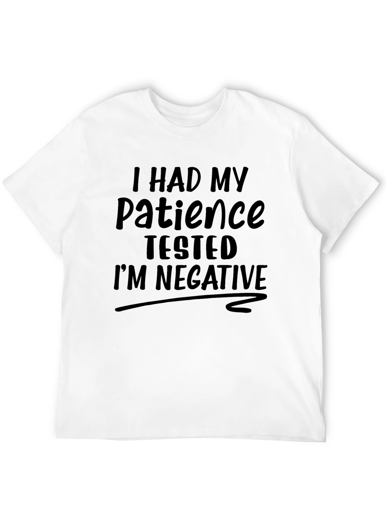 Humorous Patience Tested Black Graphic Tee