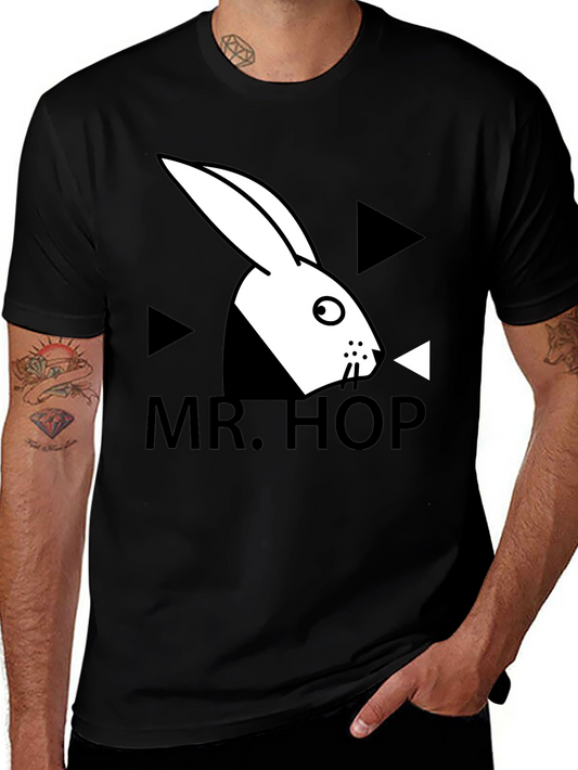 Mr. Hop Graphic Tee - Trendy Rabbit Design