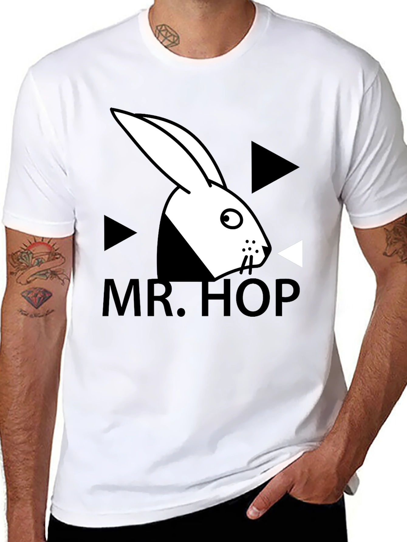 Mr. Hop Graphic Tee - Trendy Rabbit Design
