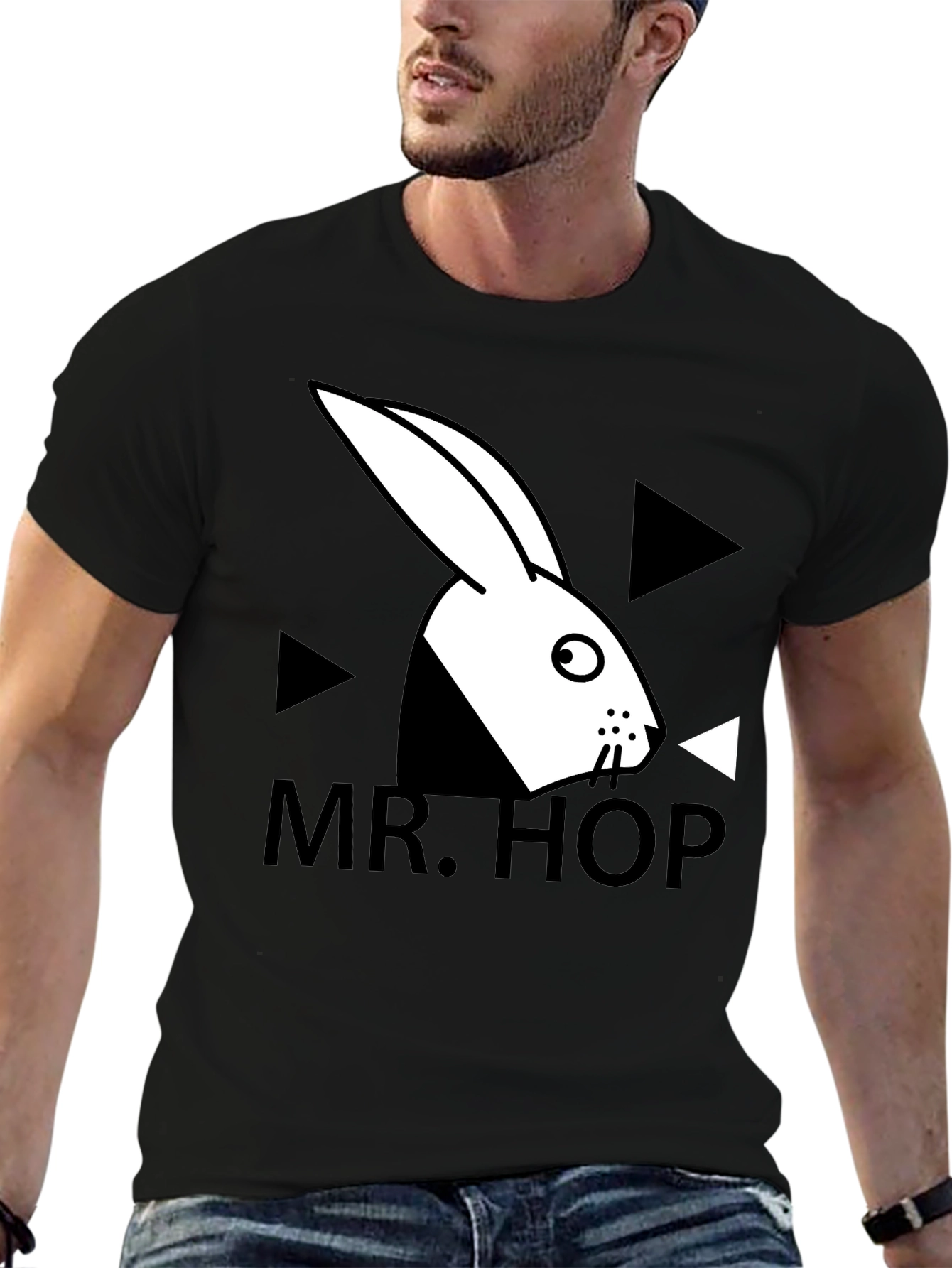 Mr. Hop Graphic Tee - Trendy Rabbit Design