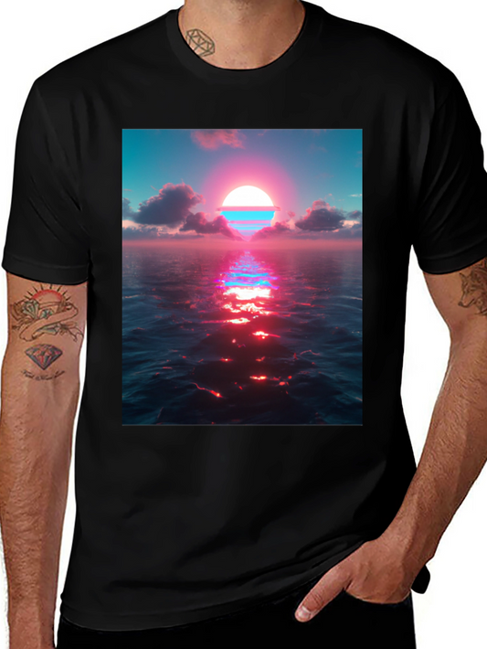 Sunset Ocean View Graphic Tee - Stylish Comfort