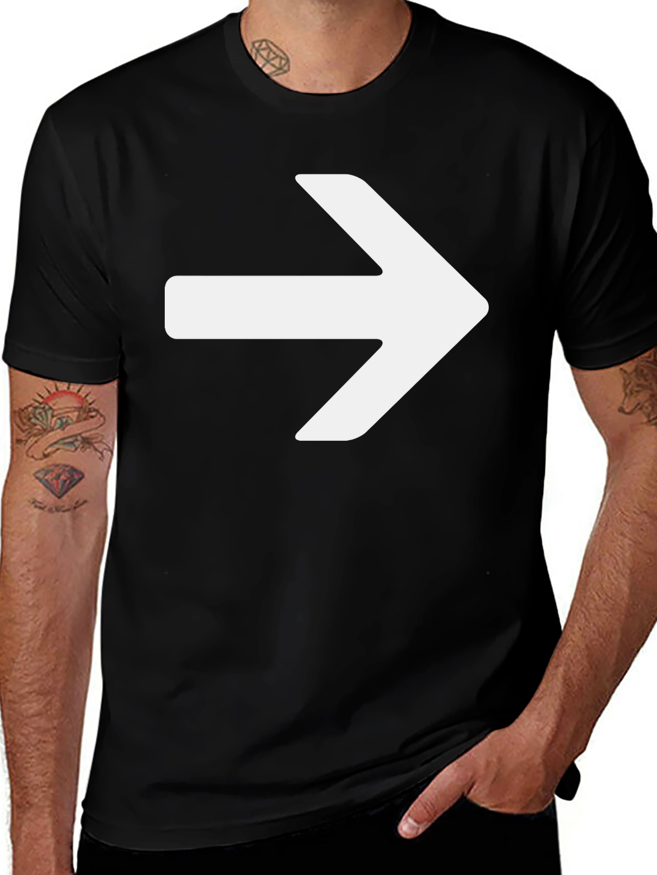 Right Arrow Graphic T-Shirt - Black Cotton Tee