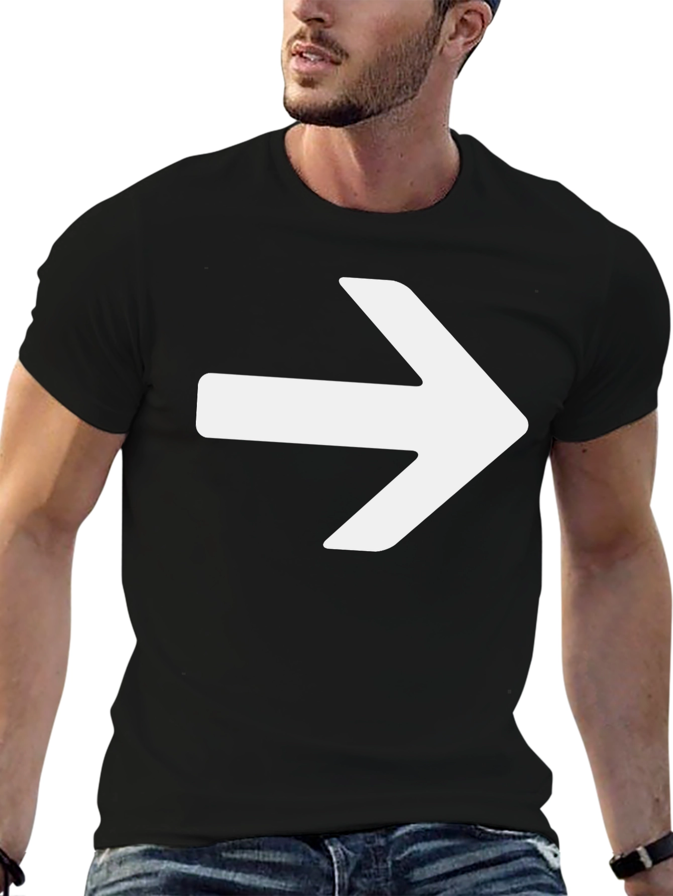 Right Arrow Graphic T-Shirt - Black Cotton Tee