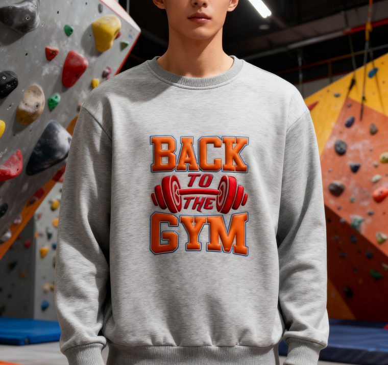 Bold Gym-Inspired Dumbbell Print Sweatshirt
