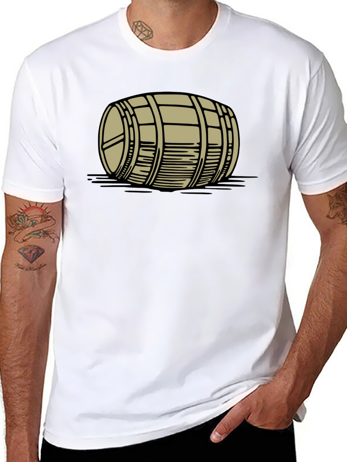 Barrel Graphic Tee - Black Cotton Casual Shirt