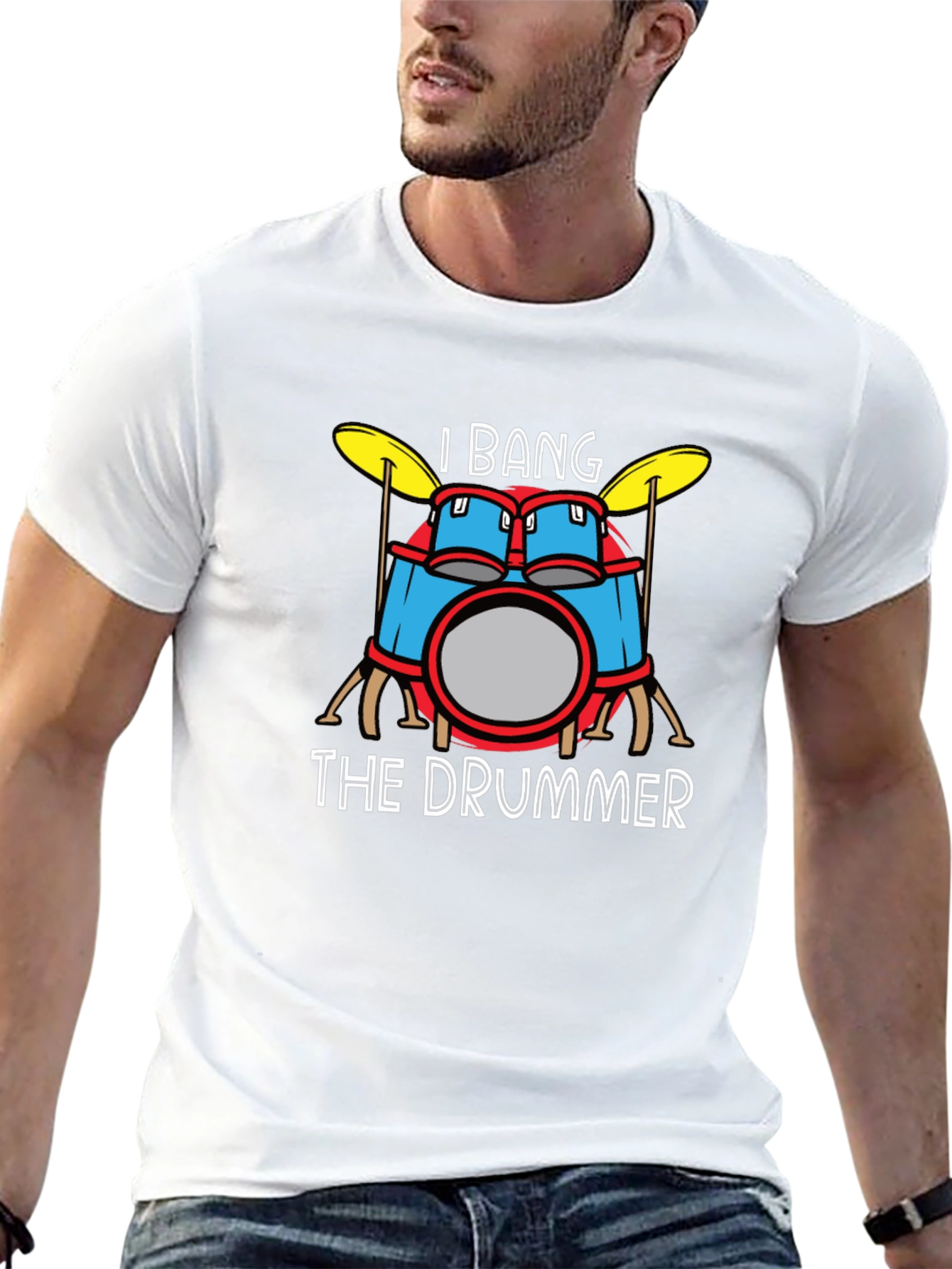I Bang The Drummer Black Graphic T-Shirt