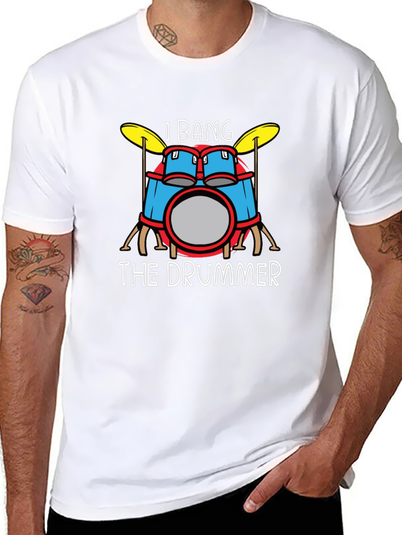 I Bang The Drummer Black Graphic T-Shirt