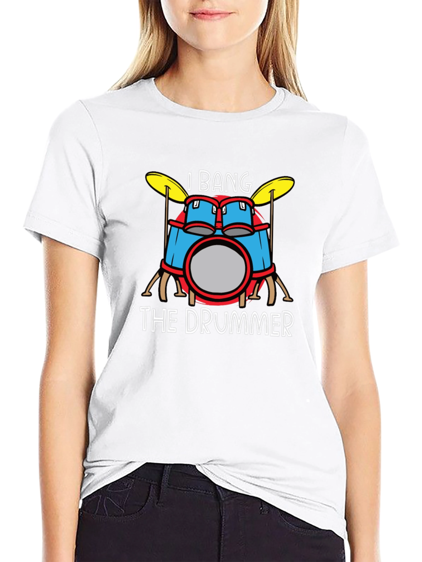 I Bang The Drummer Black Graphic T-Shirt