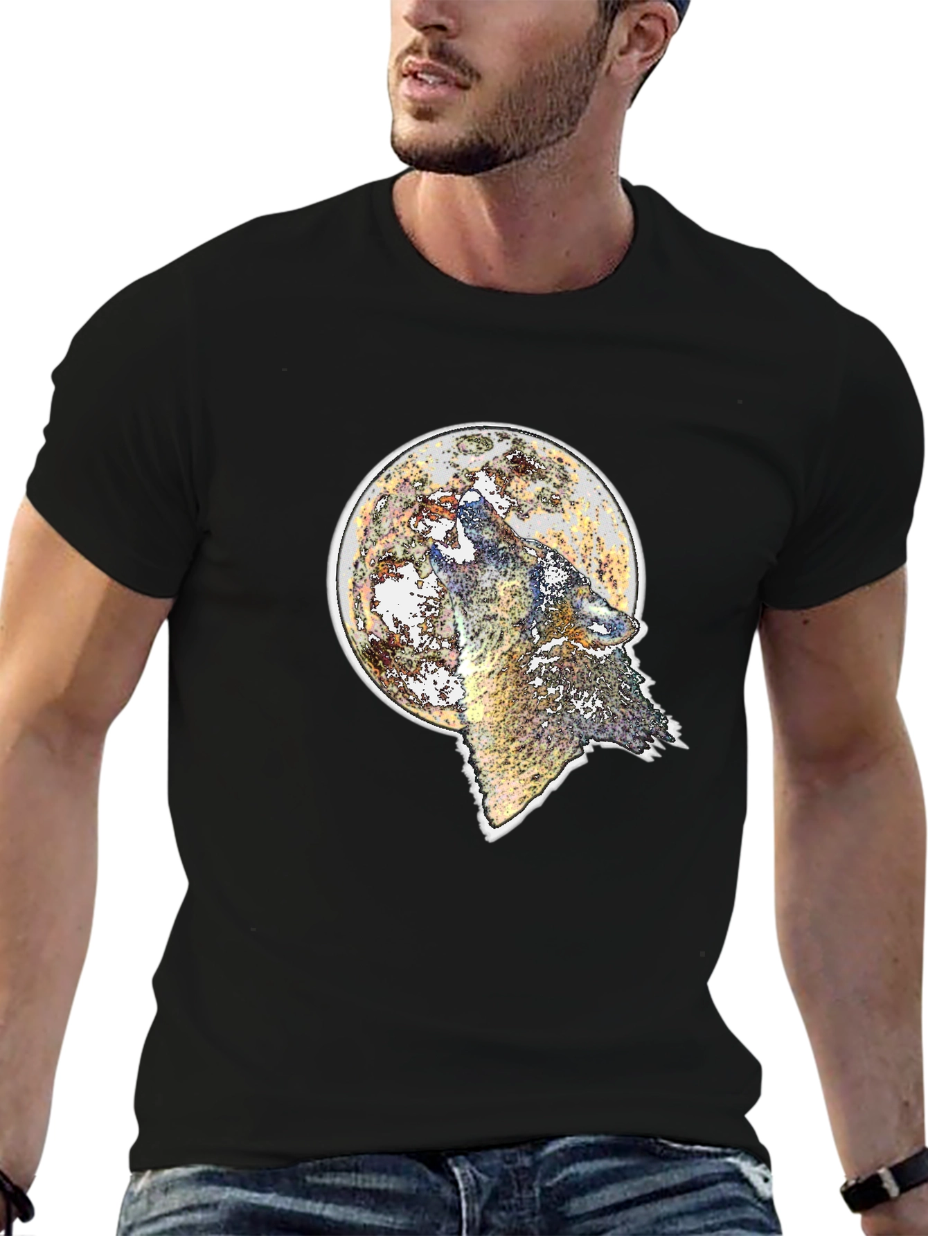 Wolf Moon T-Shirt - Black Graphic Tee