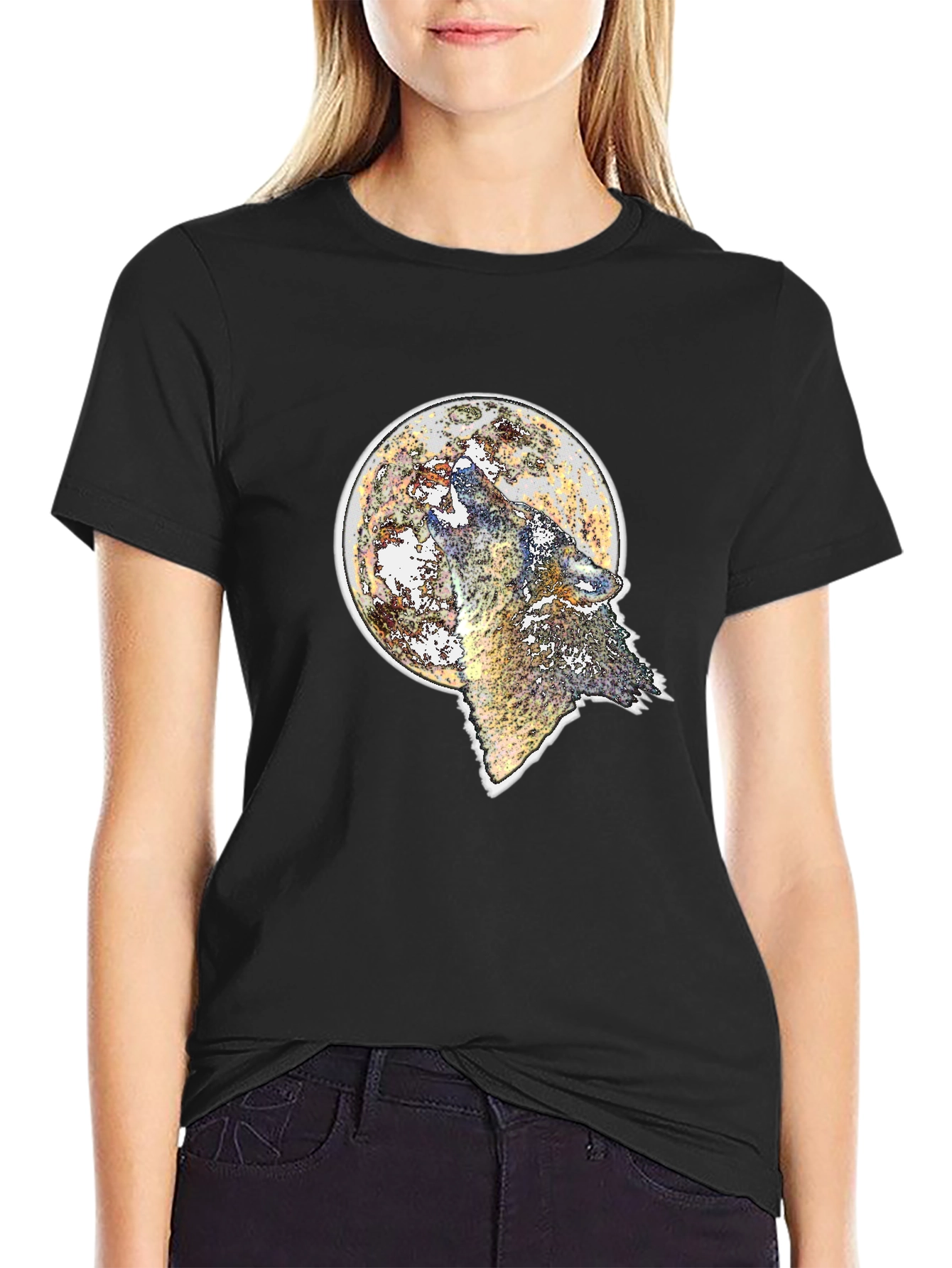 Wolf Moon T-Shirt - Black Graphic Tee