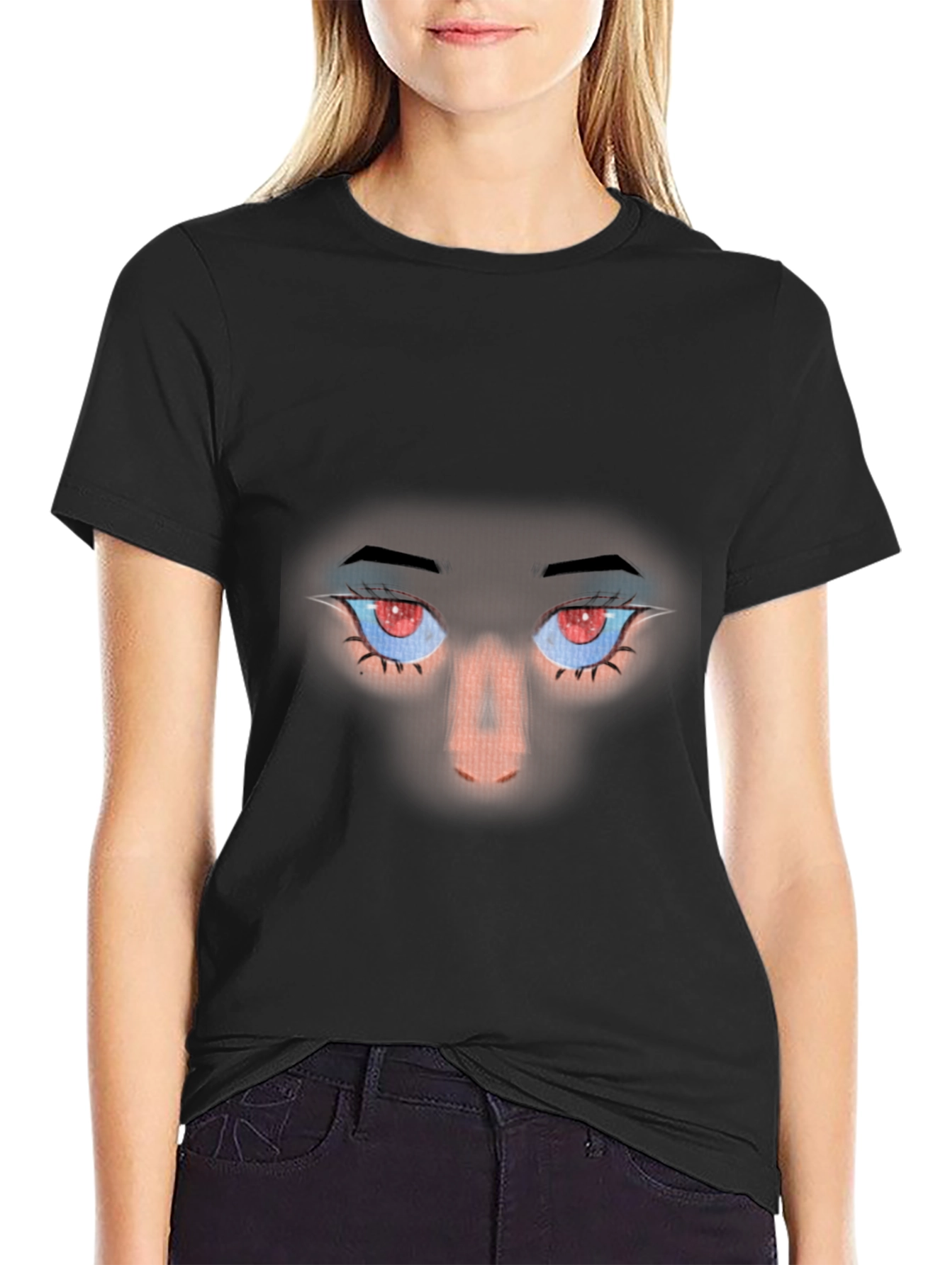 Intense Gaze Graphic Tee - Red Eyes Black Shirt