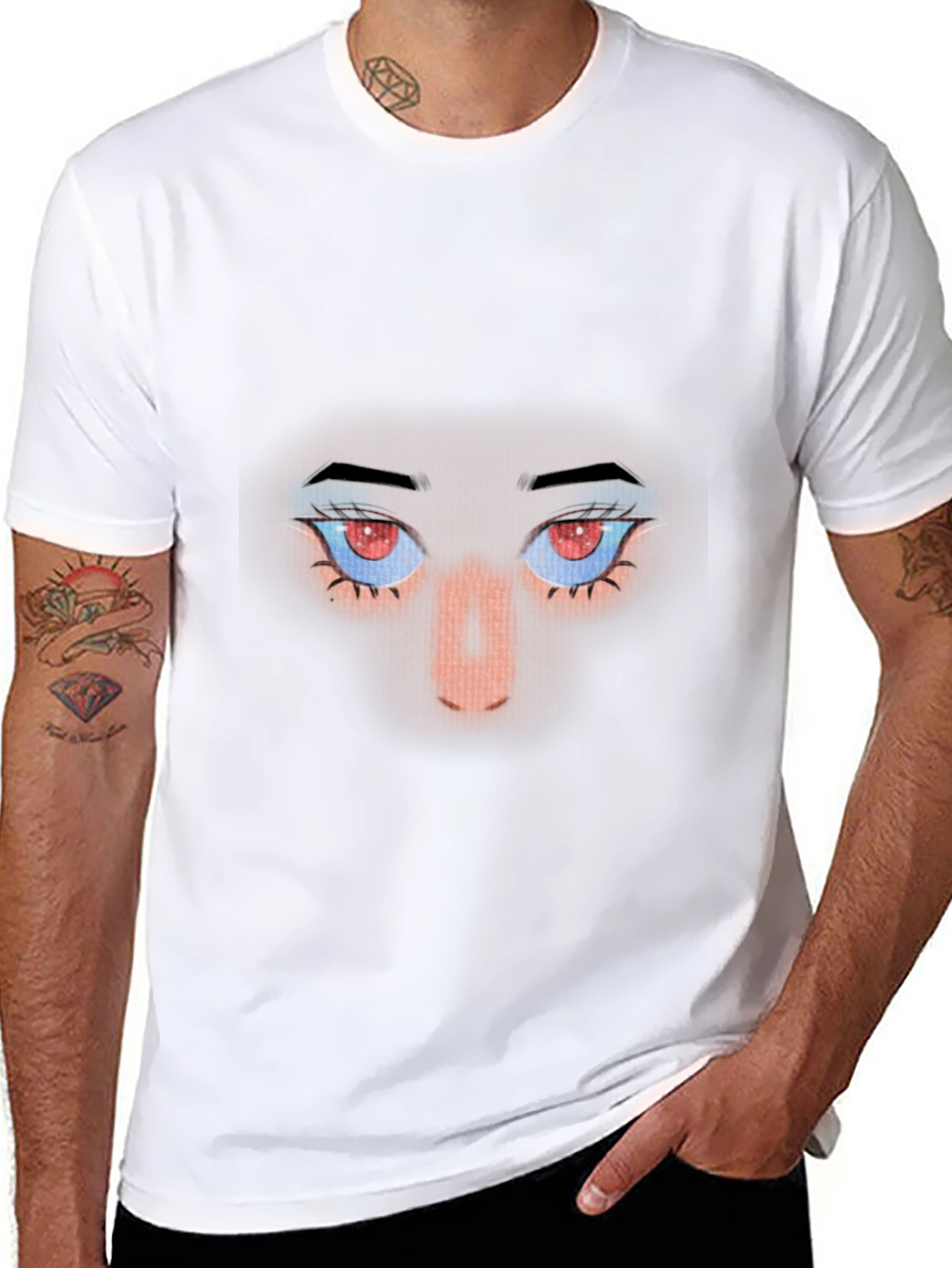 Intense Gaze Graphic Tee - Red Eyes Black Shirt