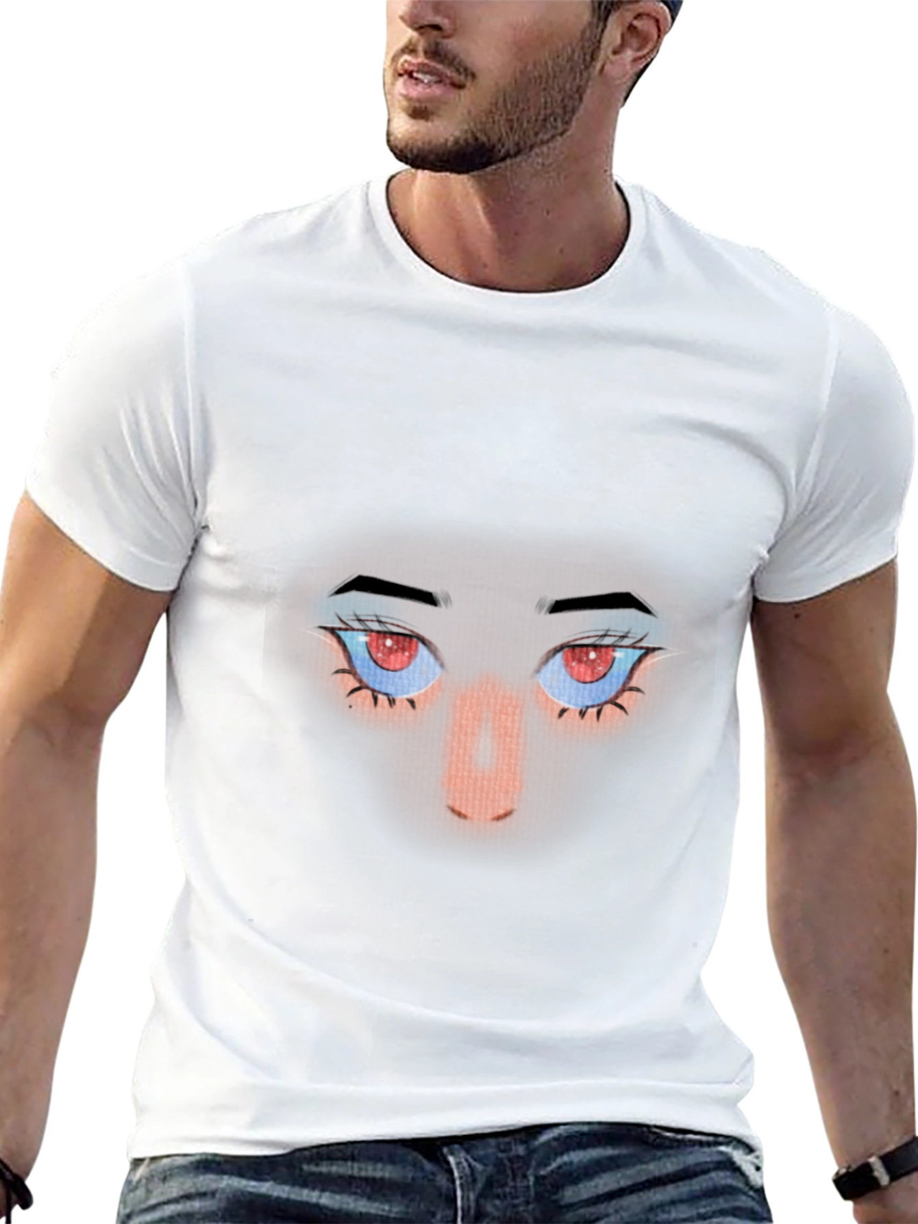 Intense Gaze Graphic Tee - Red Eyes Black Shirt