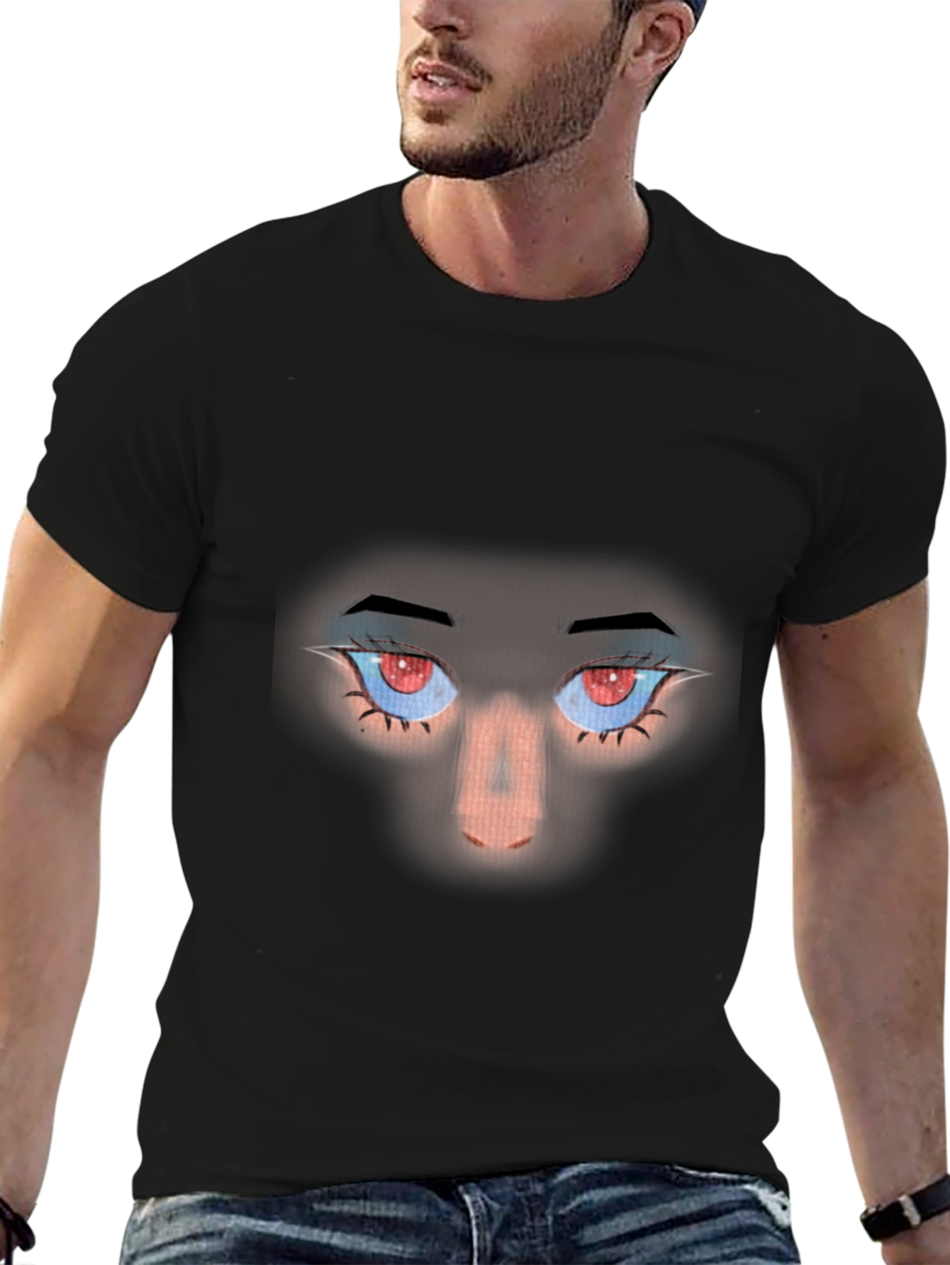 Intense Gaze Graphic Tee - Red Eyes Black Shirt