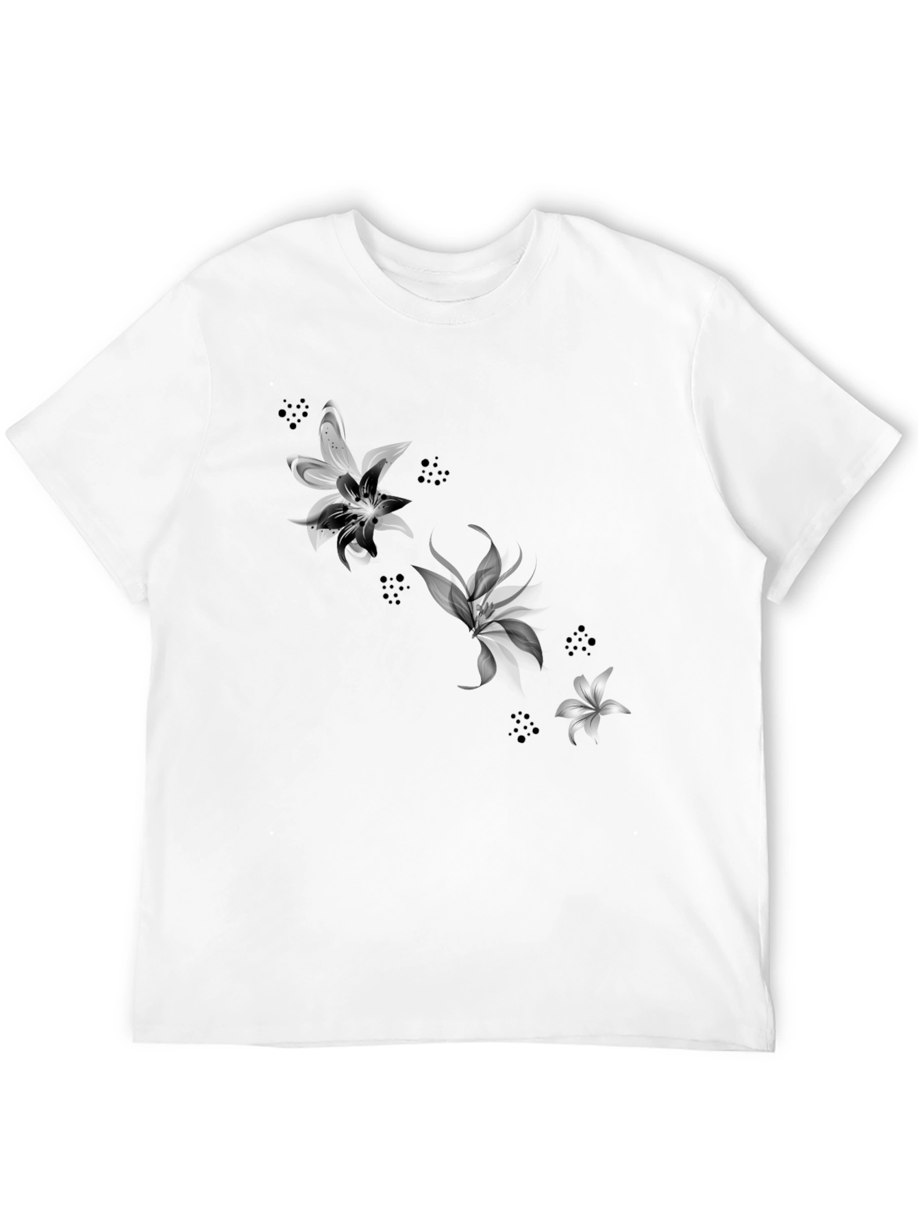 Black Floral Print Crewneck T-Shirt