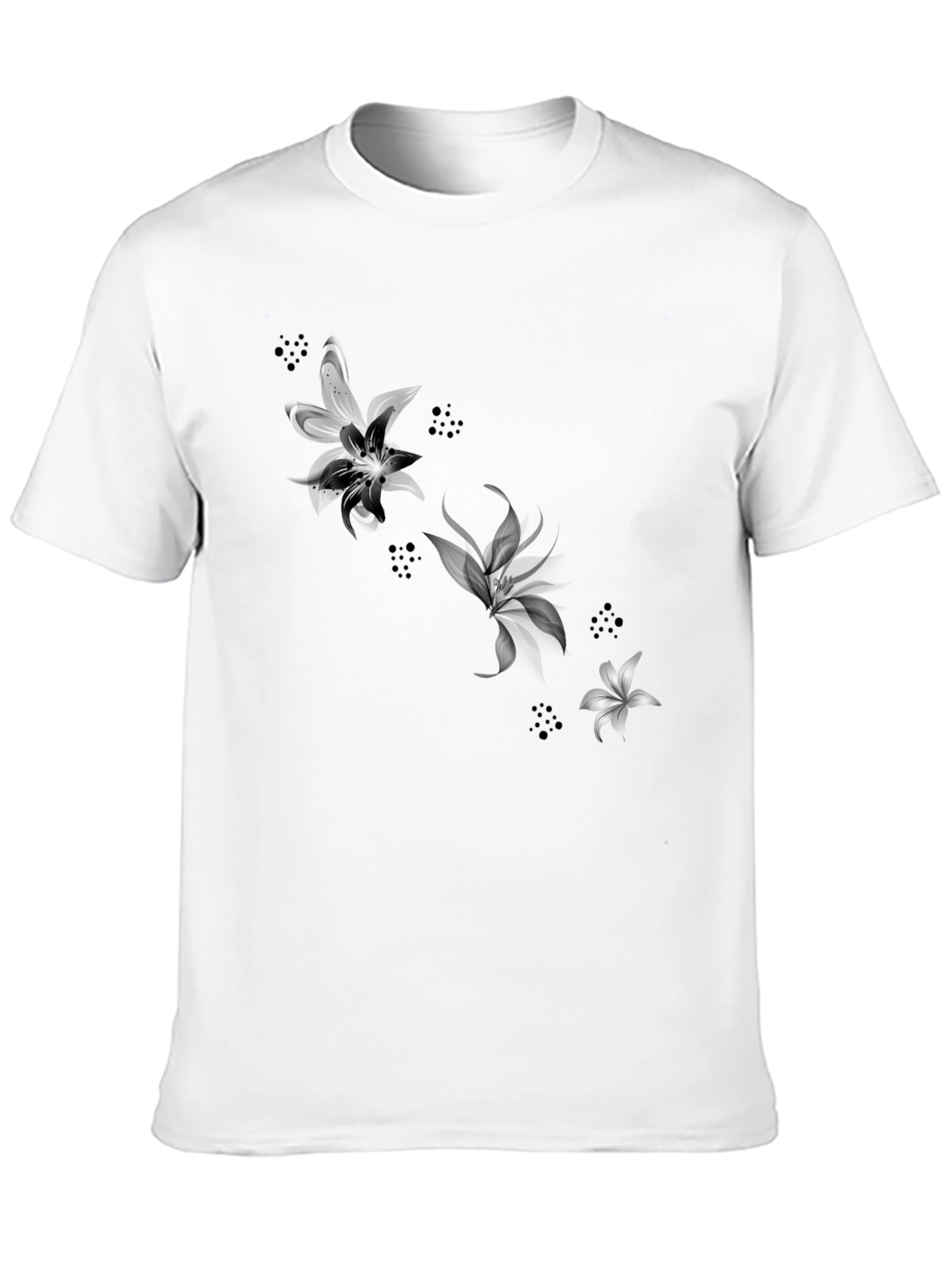 Black Floral Print Crewneck T-Shirt