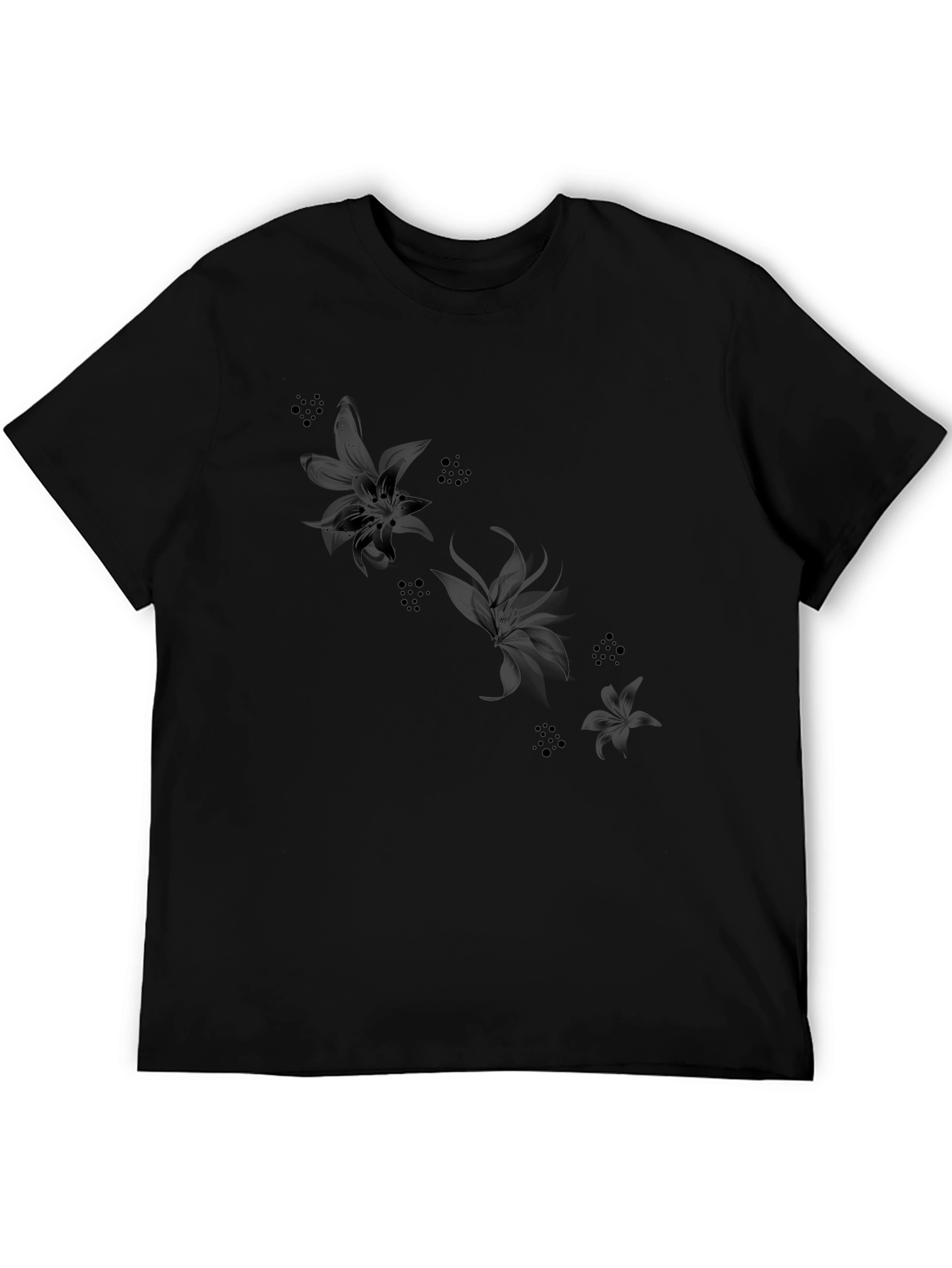 Black Floral Print Crewneck T-Shirt
