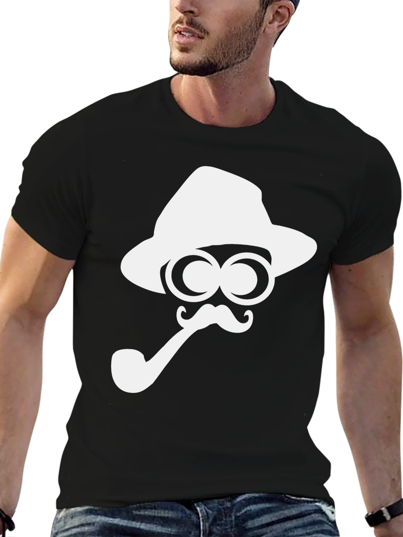 Fun Detective Graphic Tee - Black Cotton T-Shirt
