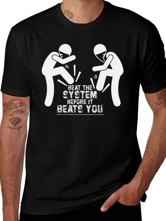 Beat the System Graphic Tee - Black Crew Neck Shirt