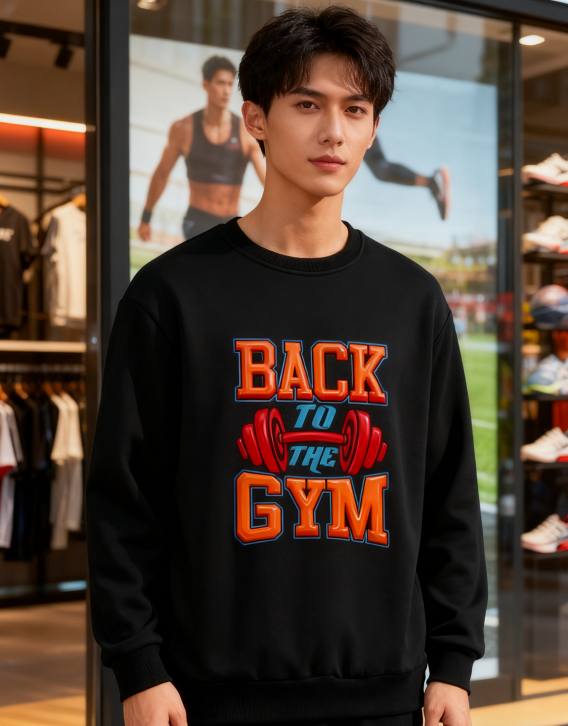 Bold Gym-Inspired Dumbbell Print Sweatshirt