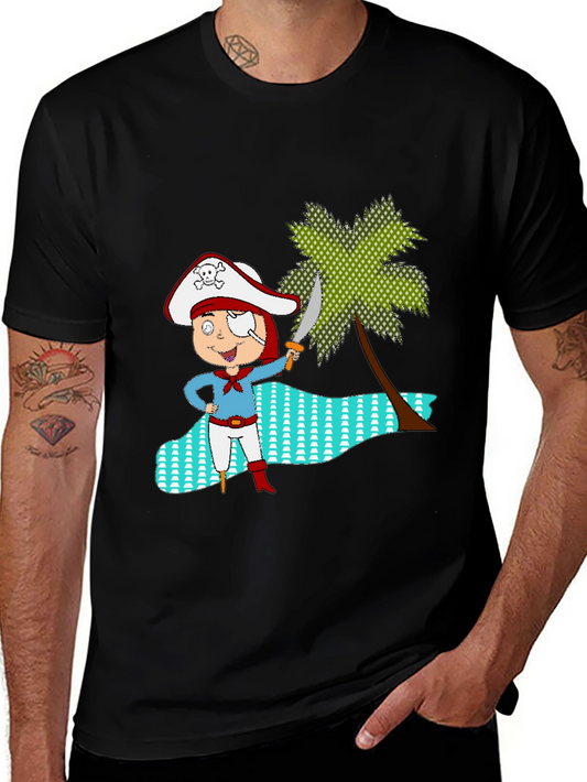 Pirate Cartoon Black T-Shirt