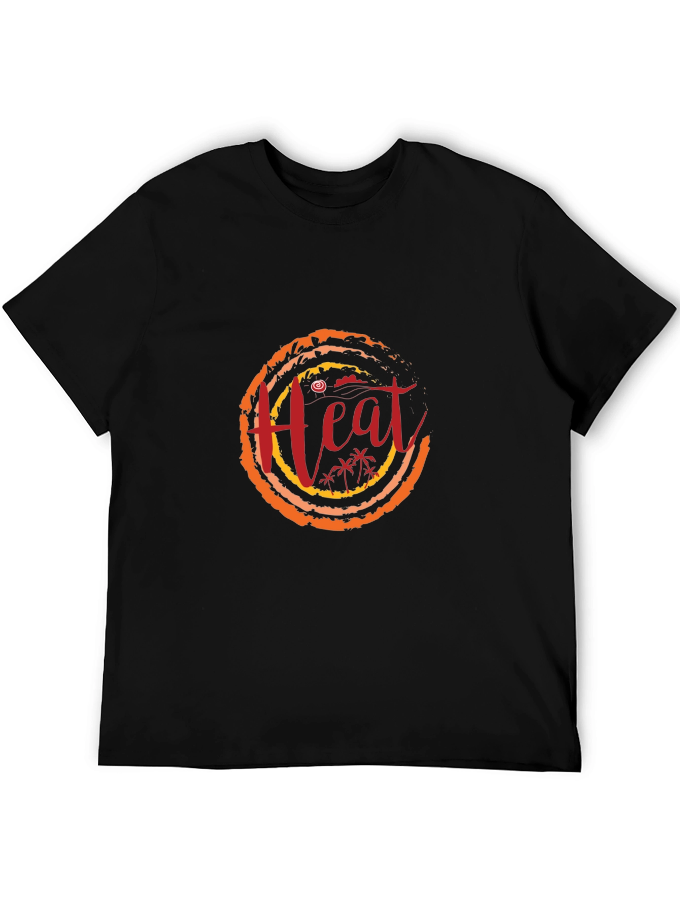 Heat Graphic Black T-Shirt | Tropical Summer Design