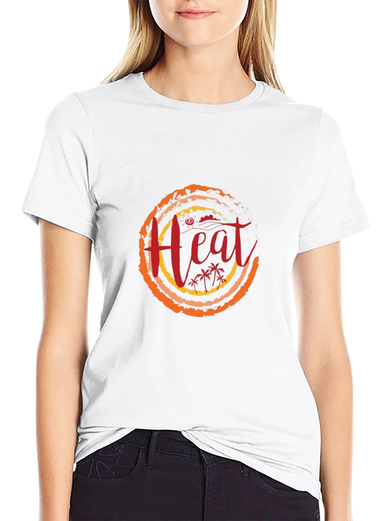 Heat Graphic Black T-Shirt | Tropical Summer Design