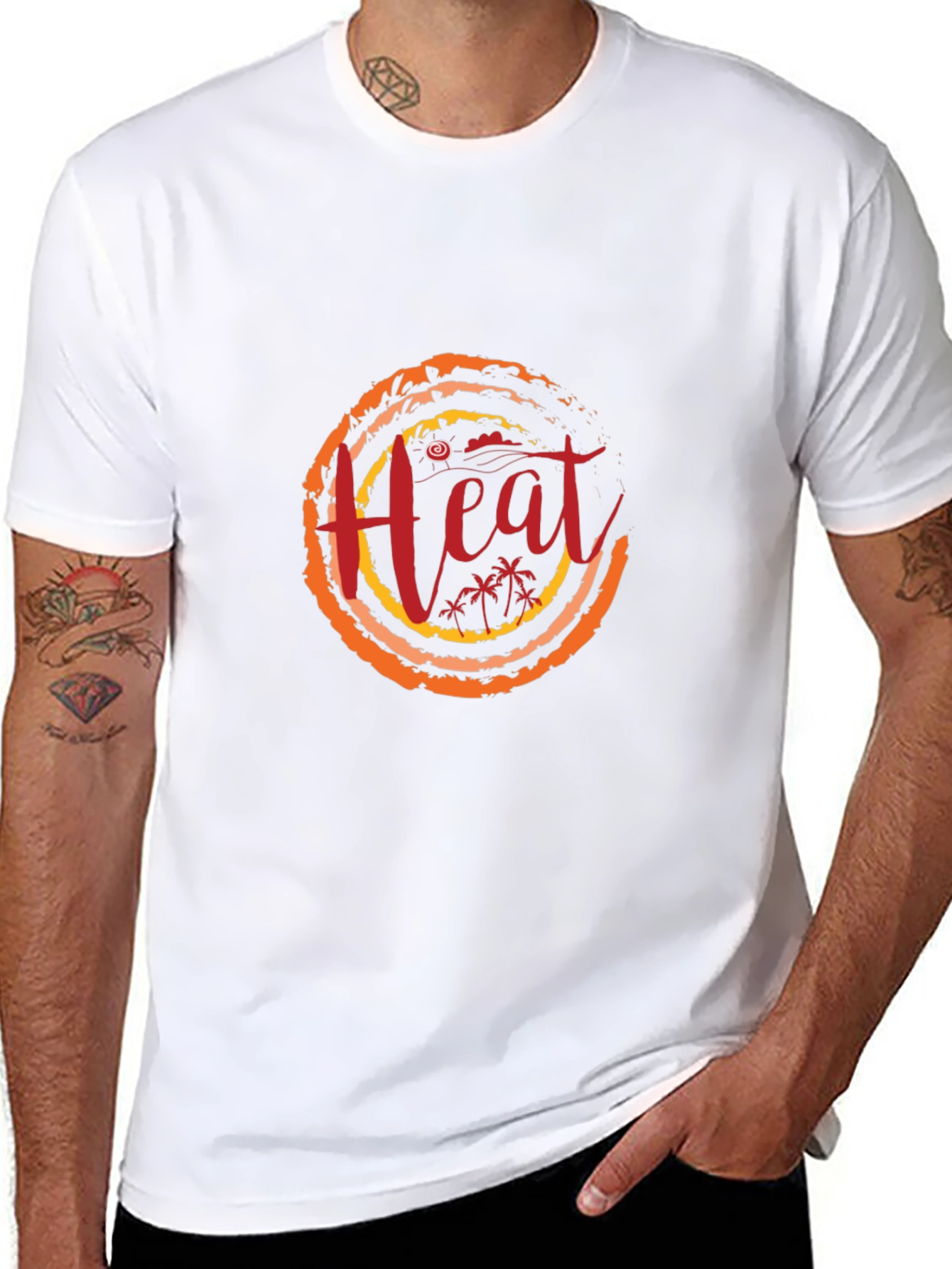 Heat Graphic Black T-Shirt | Tropical Summer Design