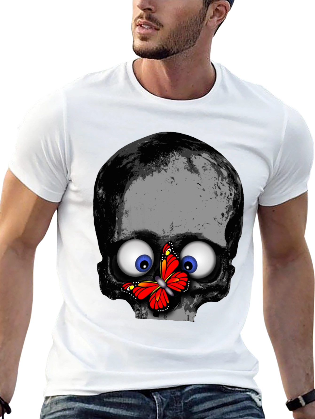 Skull & Butterfly Graphic Print Tee