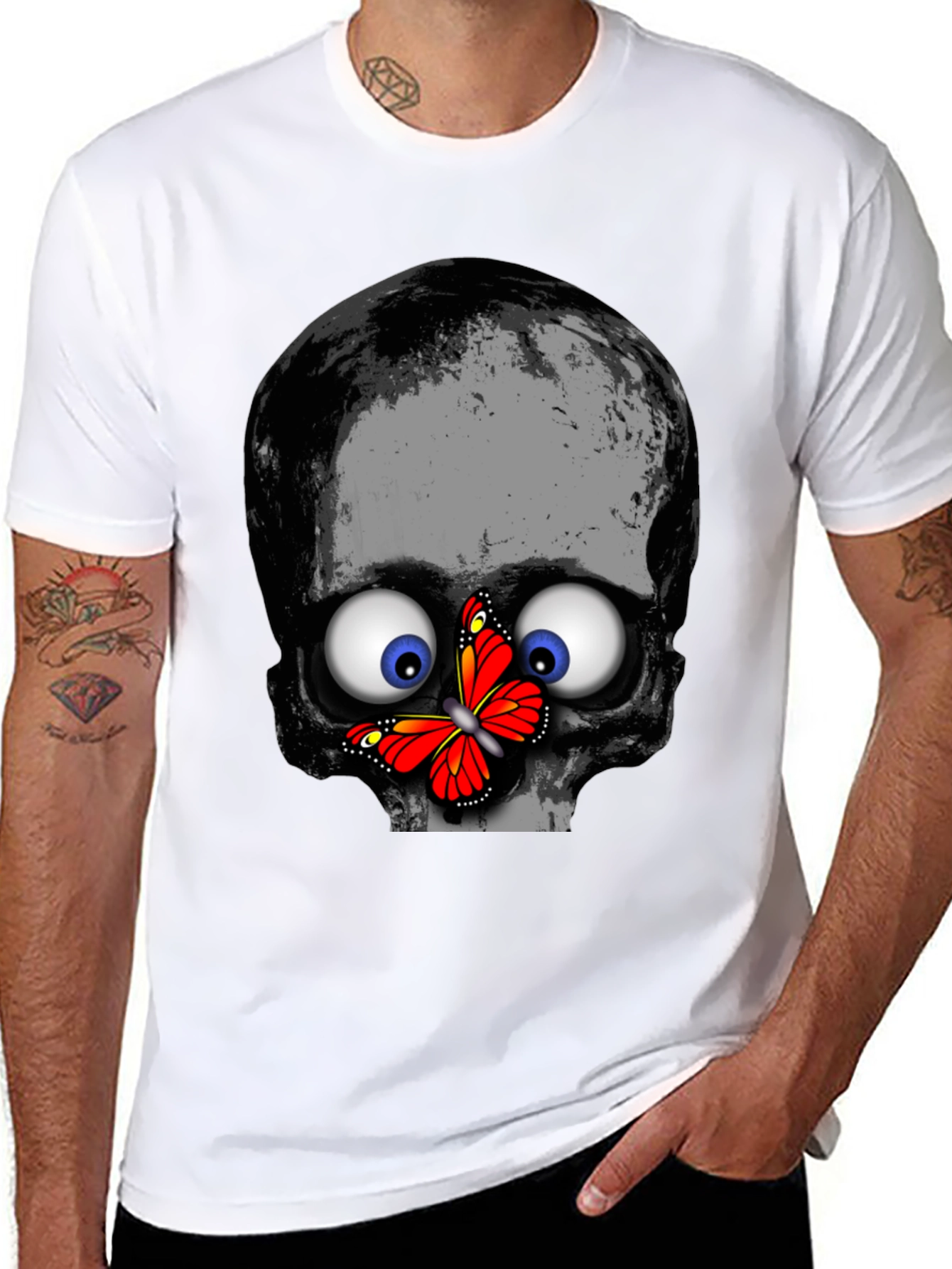 Skull & Butterfly Graphic Print Tee