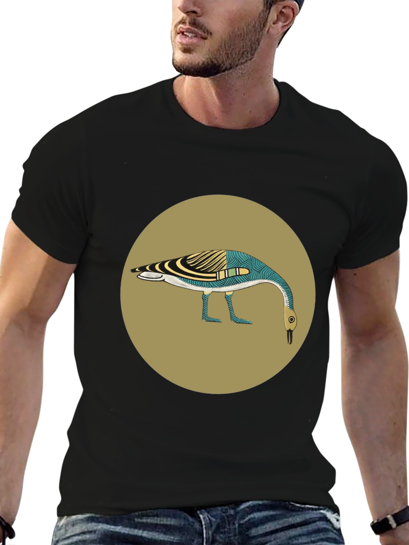 Abstract Goose Graphic Tee - Black
