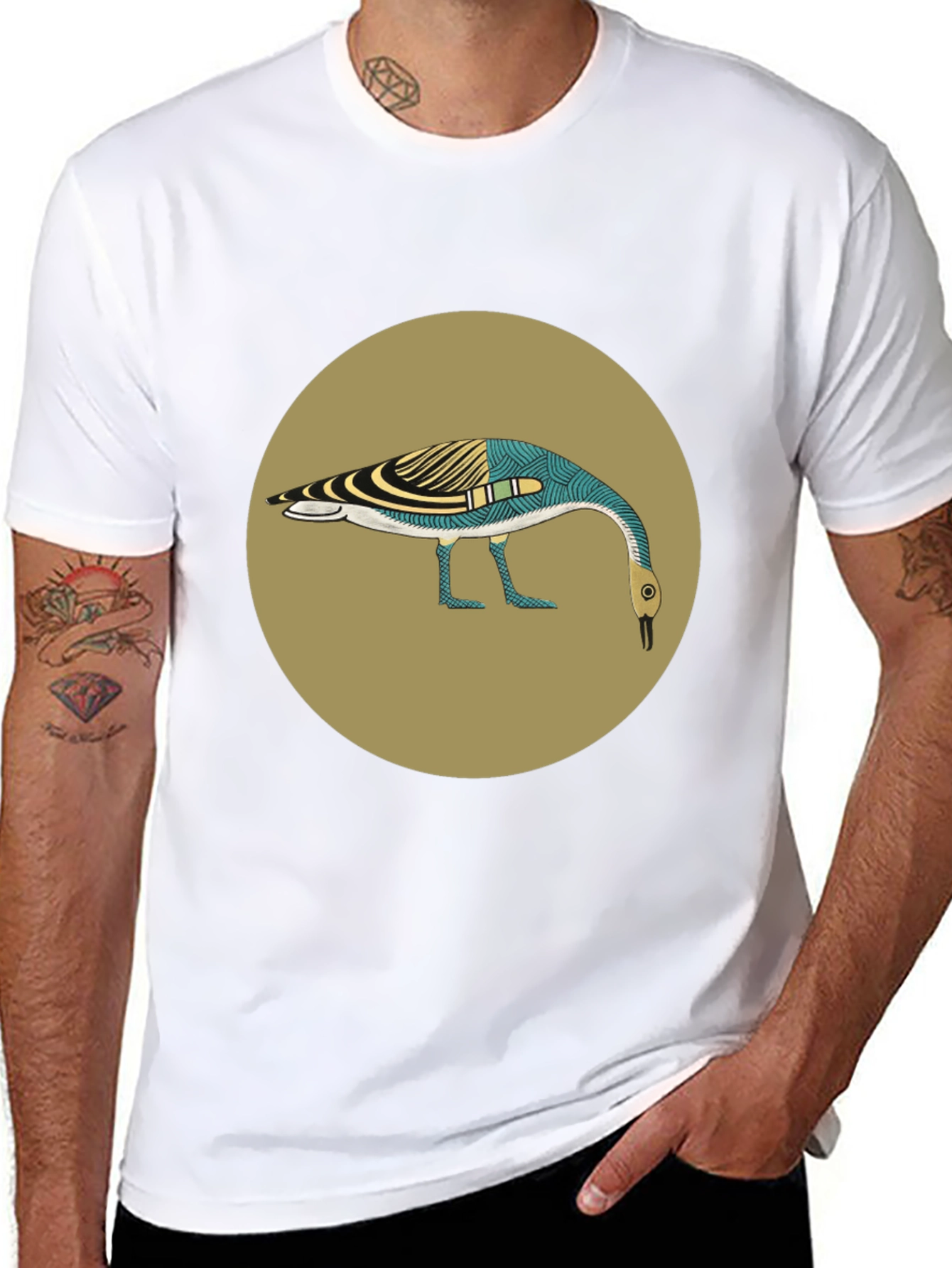 Abstract Goose Graphic Tee - Black