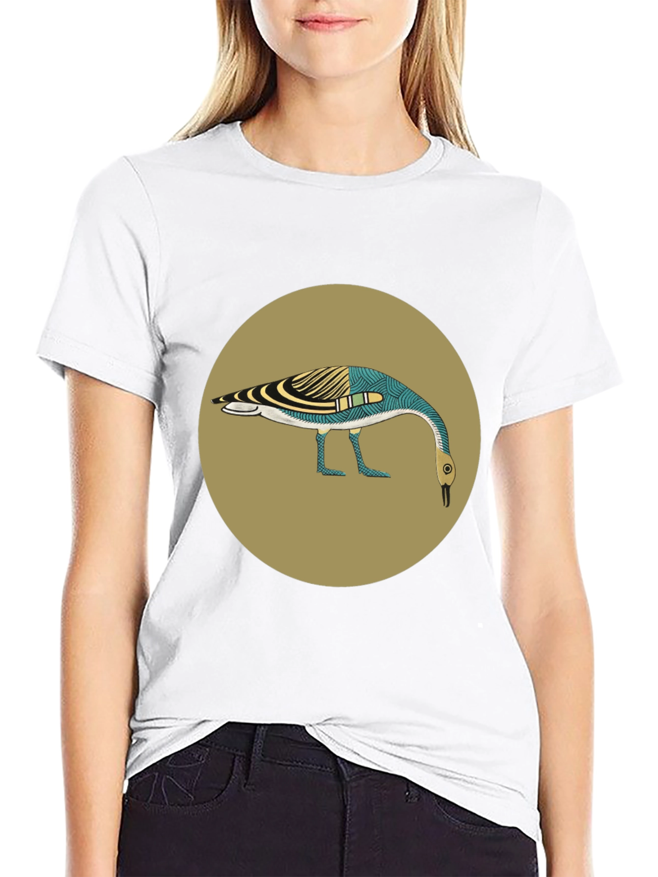 Abstract Goose Graphic Tee - Black