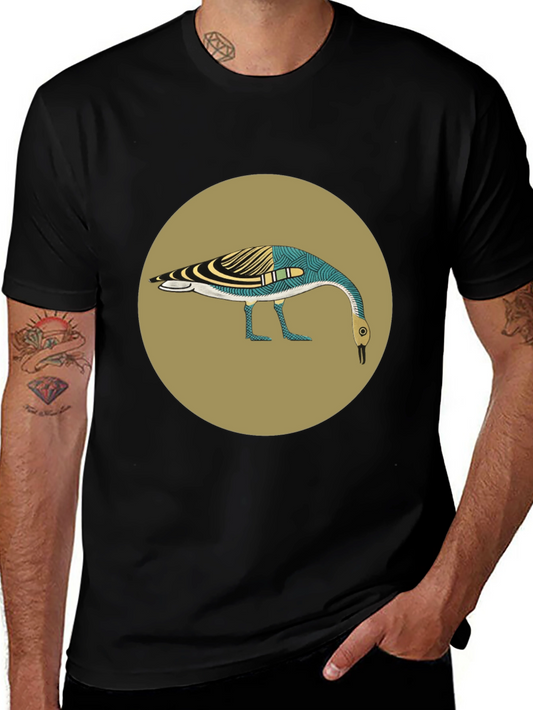 Abstract Goose Graphic Tee - Black