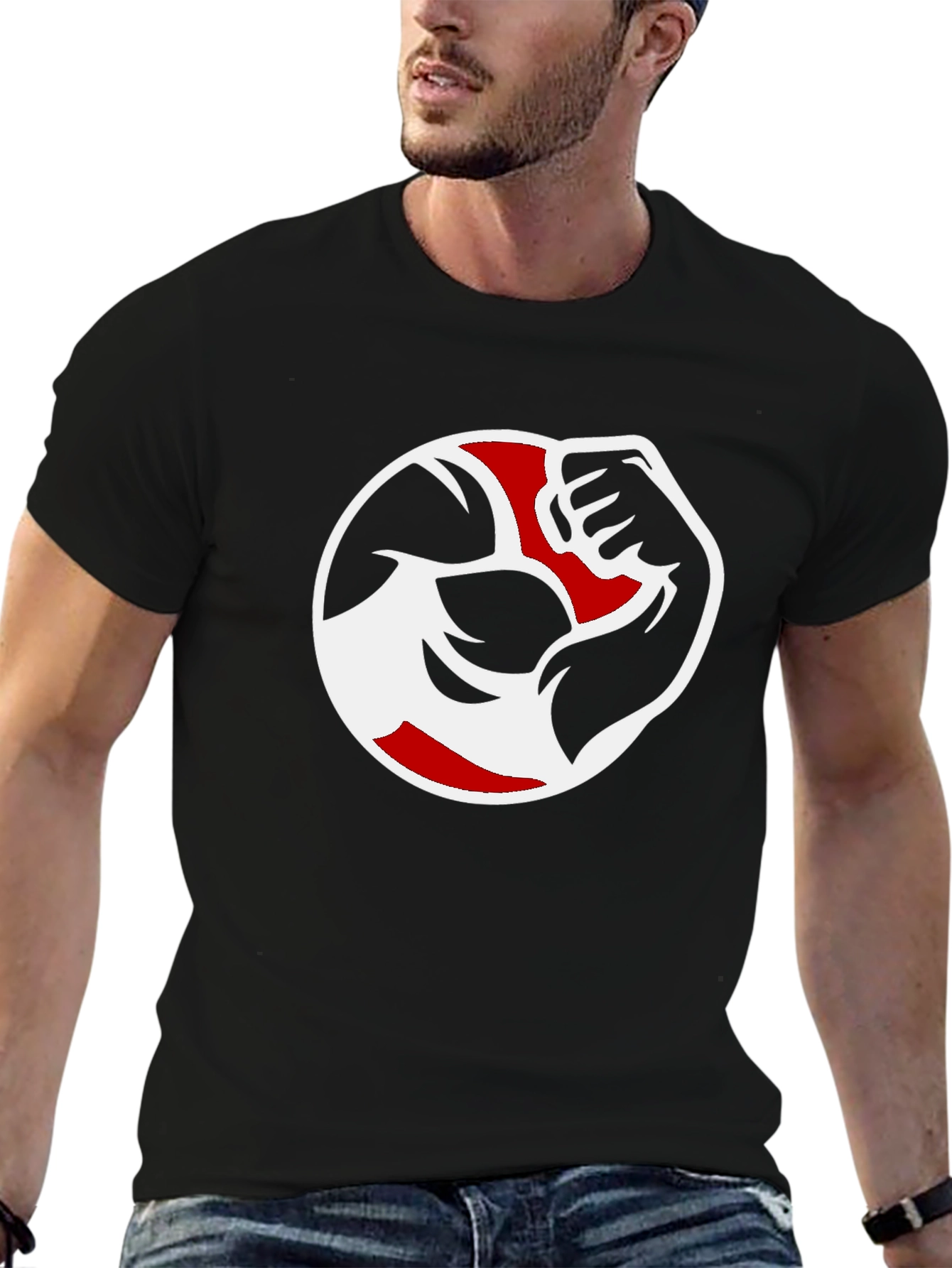 Muscle Arm Graphic Black T-Shirt