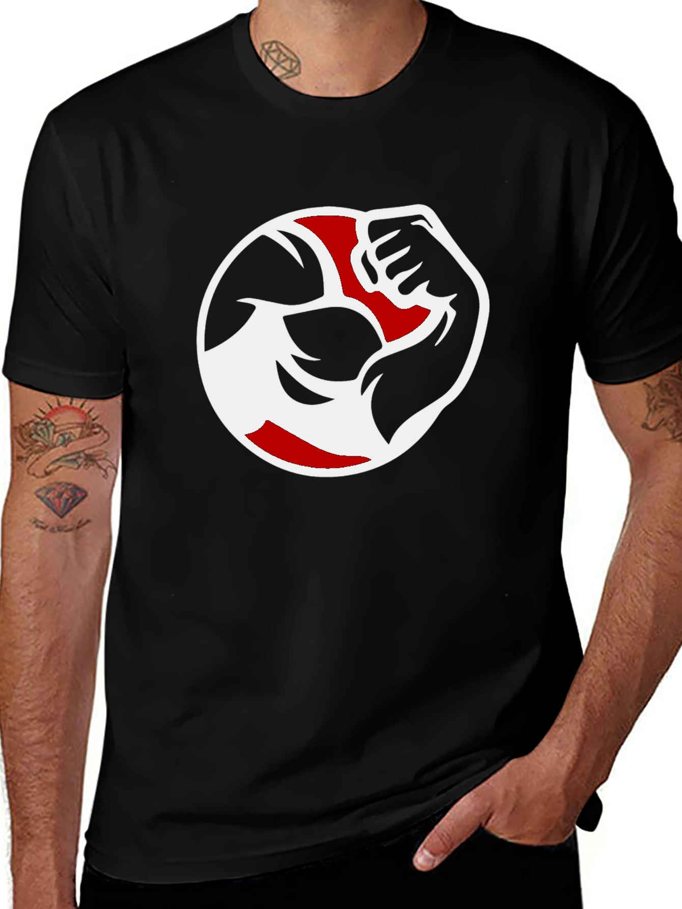 Muscle Arm Graphic Black T-Shirt